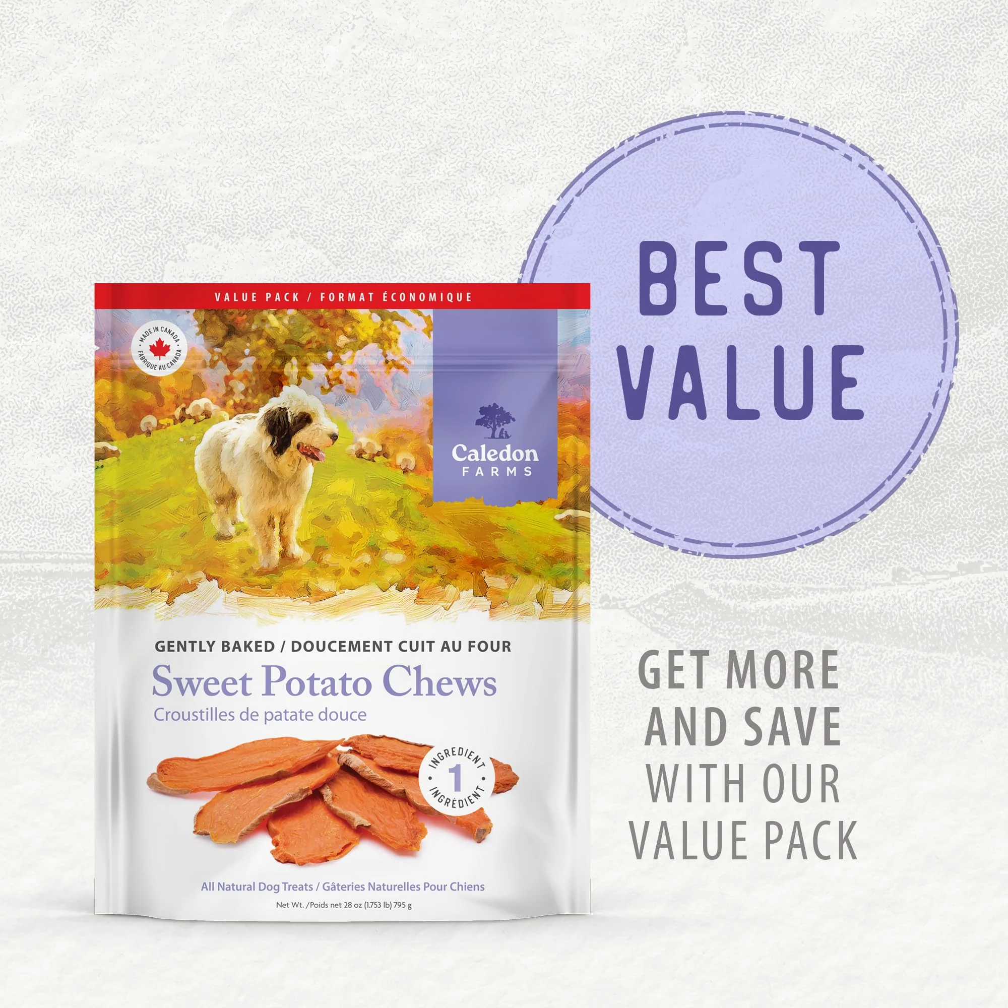 Caledon Farms Value Pack Sweet Potato Chews Dog Treats 28oz/795G - Image 7