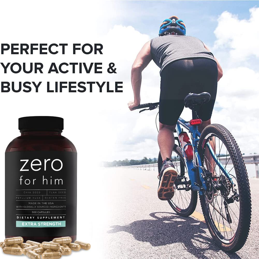California Basics Fiber Supplements for Men (500 Count) - Daily Dietary Chia Flaxseed Psyllium Husk Vegan Capsules - High Fiber Supplement Pills Zero for Him Extra Strength Pills - Image 2