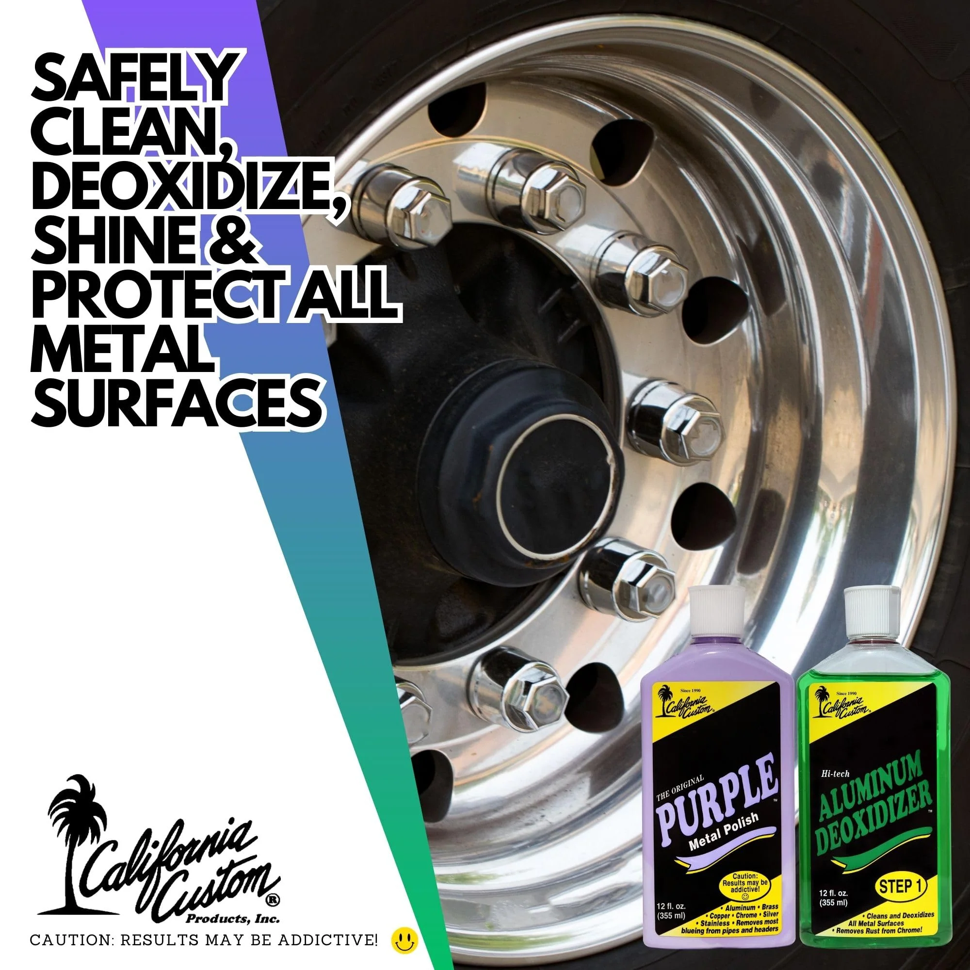 CALIFORNIA CUSTOM – Purple Metal Polish & Aluminum Deoxidizer Kit, No Silicone, Body Shop Safe, Great for Aluminum, Brass, Copper, Chrome, Silver, Stainless and Gold - Image 5