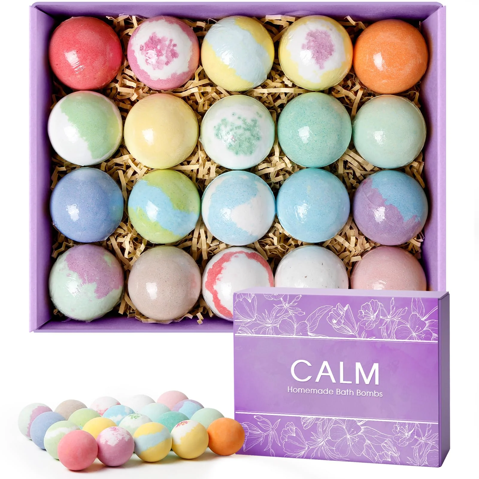 CalmNFiz 20PCS Bath Bombs for Women Presents Set Natural Wonderful Fizz Effect Bath Bomb with Shea Butter & Essential Oils, Bubble Bath Mothers Day Presents for Mom, Wife, Girlfriend - Image 2
