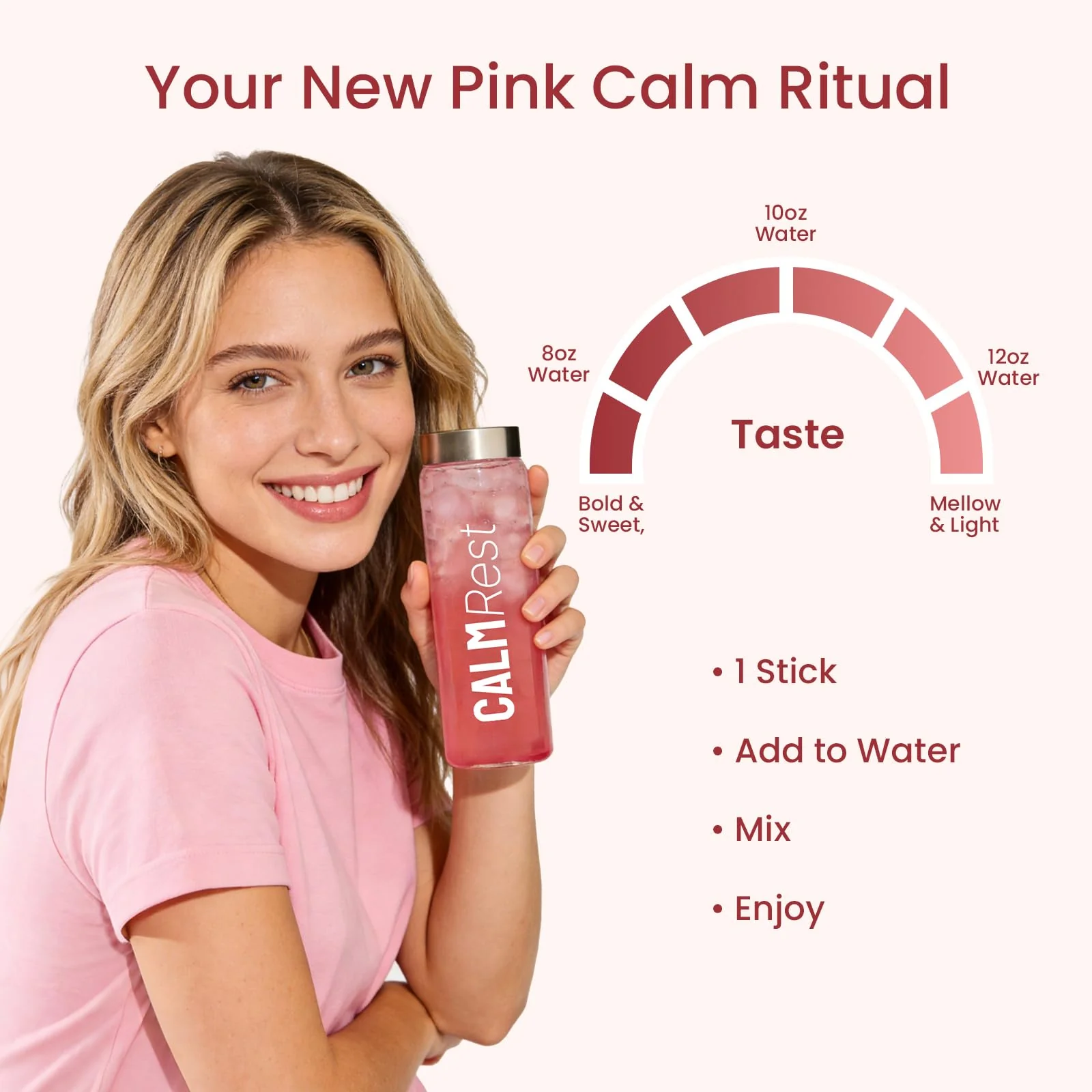CalmRest Calm Magnesium Powder Calming Drink Mix Cortisol Supplement for Women with Ashwagandha, Saffron, L Theanine, Vitamin D3-Stress Relief & Relaxation Support, No Sugar, 30Ct, Raspberry Lemonade - Image 3