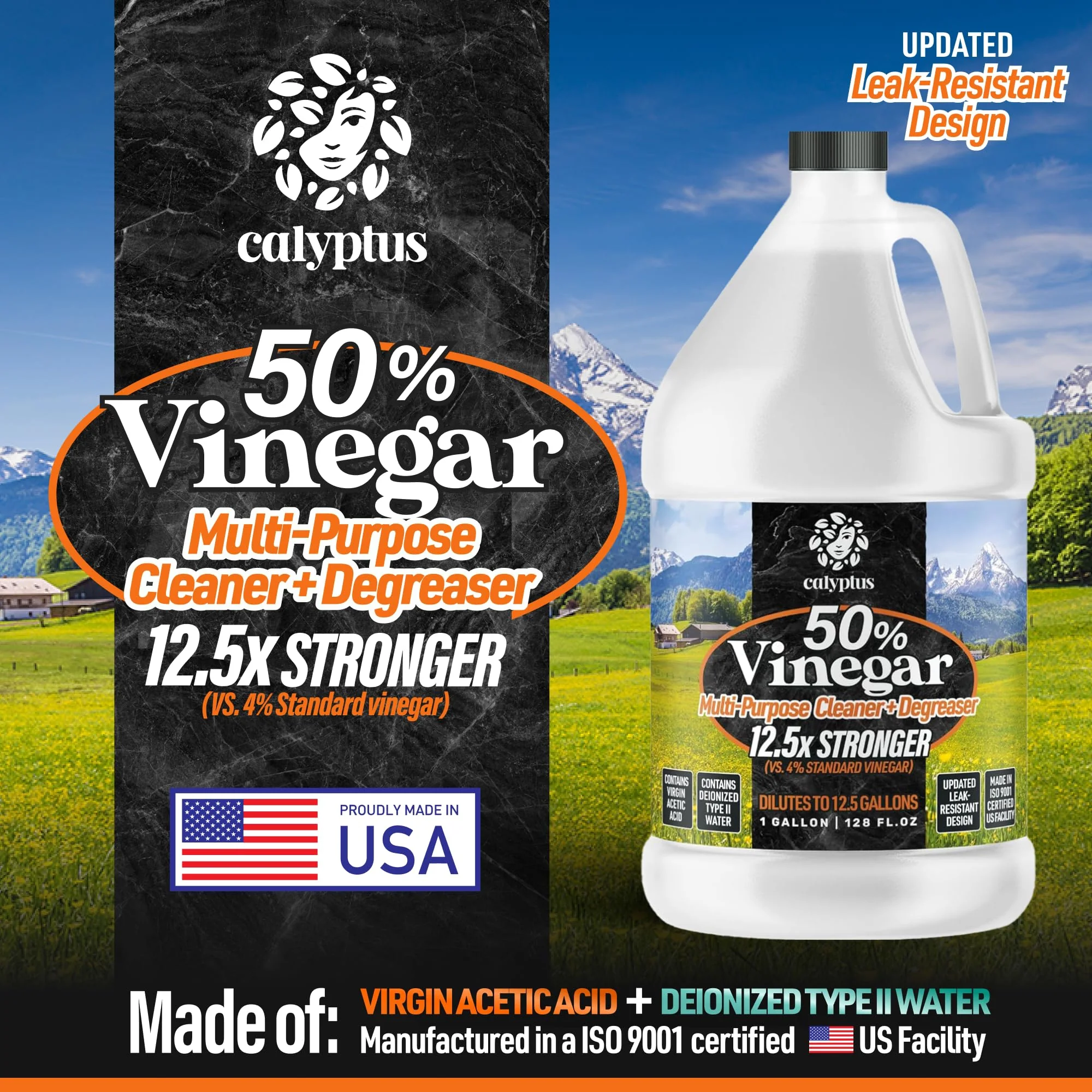 Calyptus 50% Pure Concentrated Vinegar | Maximum-Performance (12.5X) Power | Technical Grade | Dilutes Easily to 5% Acidity (1.5 Cups per Gallon) | Home and Outdoor Cleaning Concentrate | 1 Gallon - Image 7