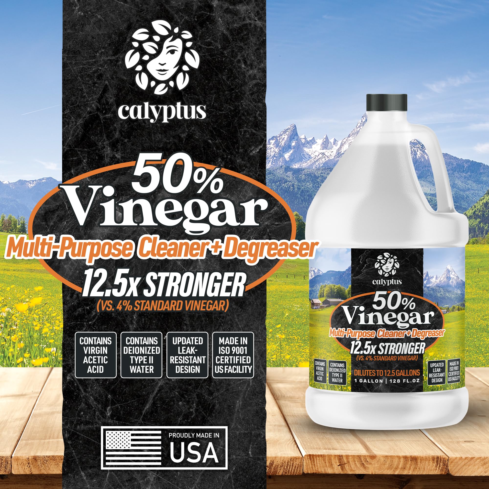 Calyptus 50% Pure Concentrated Vinegar | Maximum-Performance (12.5X) Power | Technical Grade | Dilutes Easily to 5% Acidity (1.5 Cups per Gallon) | Home and Outdoor Cleaning Concentrate | 4 Gallon - Image 2