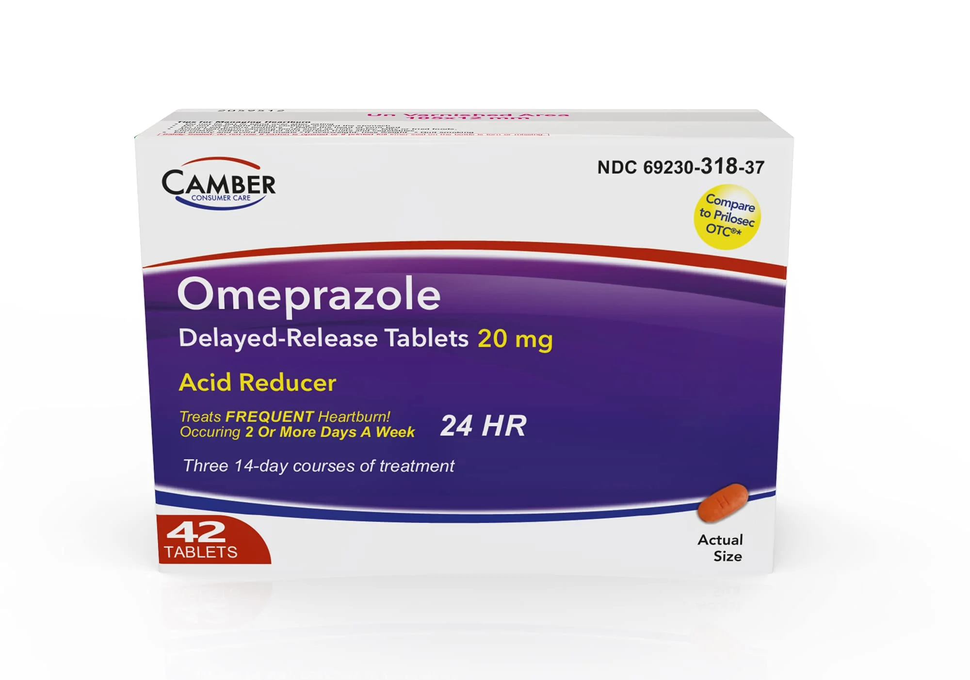 Camber Omeprazole 20mg Delayed-Release Tablets, Heartburn and Acid Reducer Reflux Medicine (42 Count) - Image 3