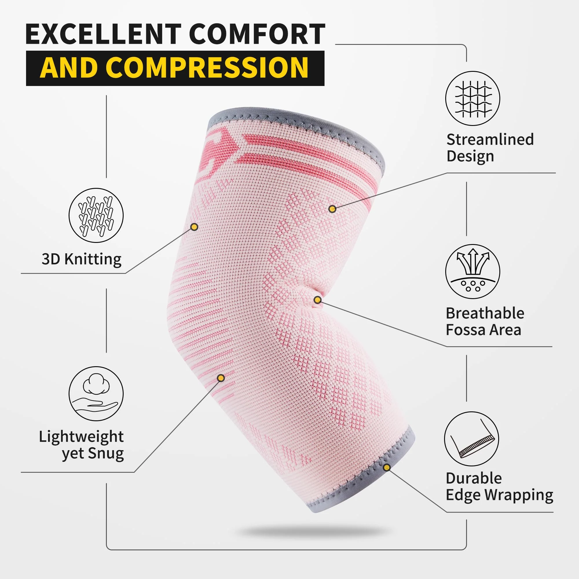 CAMBIVO 2 Pack Elbow Brace for Tendonitis and Tennis Elbow, Compression Support Sleeve for Golfer's Elbow Relief, Arthritis & Gym Workouts, Non-Slip 3D Knit Arm Guard for Men & Women - Image 2