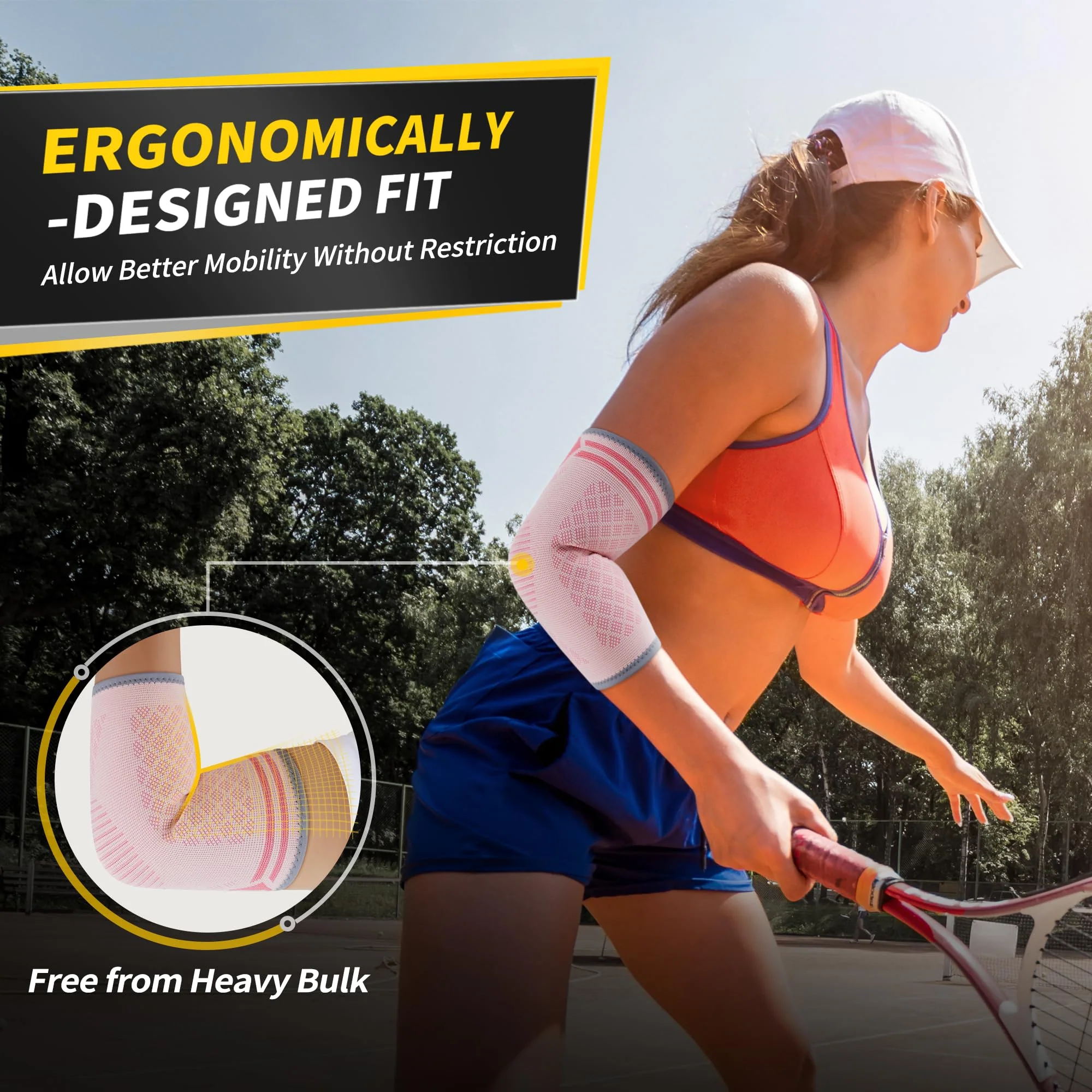 CAMBIVO 2 Pack Elbow Brace for Tendonitis and Tennis Elbow, Compression Support Sleeve for Golfer's Elbow Relief, Arthritis & Gym Workouts, Non-Slip 3D Knit Arm Guard for Men & Women - Image 5