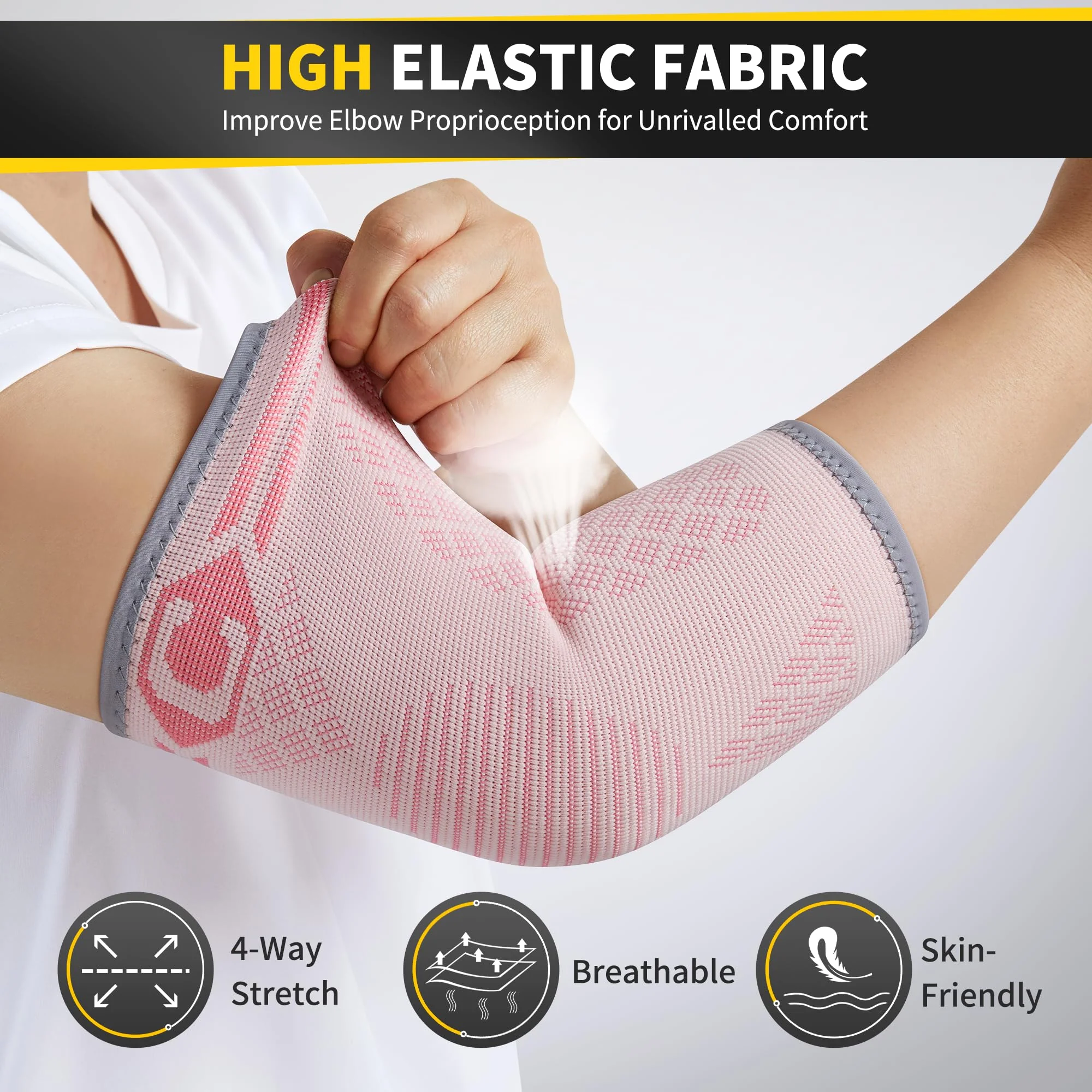 CAMBIVO 2 Pack Elbow Brace for Tendonitis and Tennis Elbow, Compression Support Sleeve for Golfer's Elbow Relief, Arthritis & Gym Workouts, Non-Slip 3D Knit Arm Guard for Men & Women - Image 8
