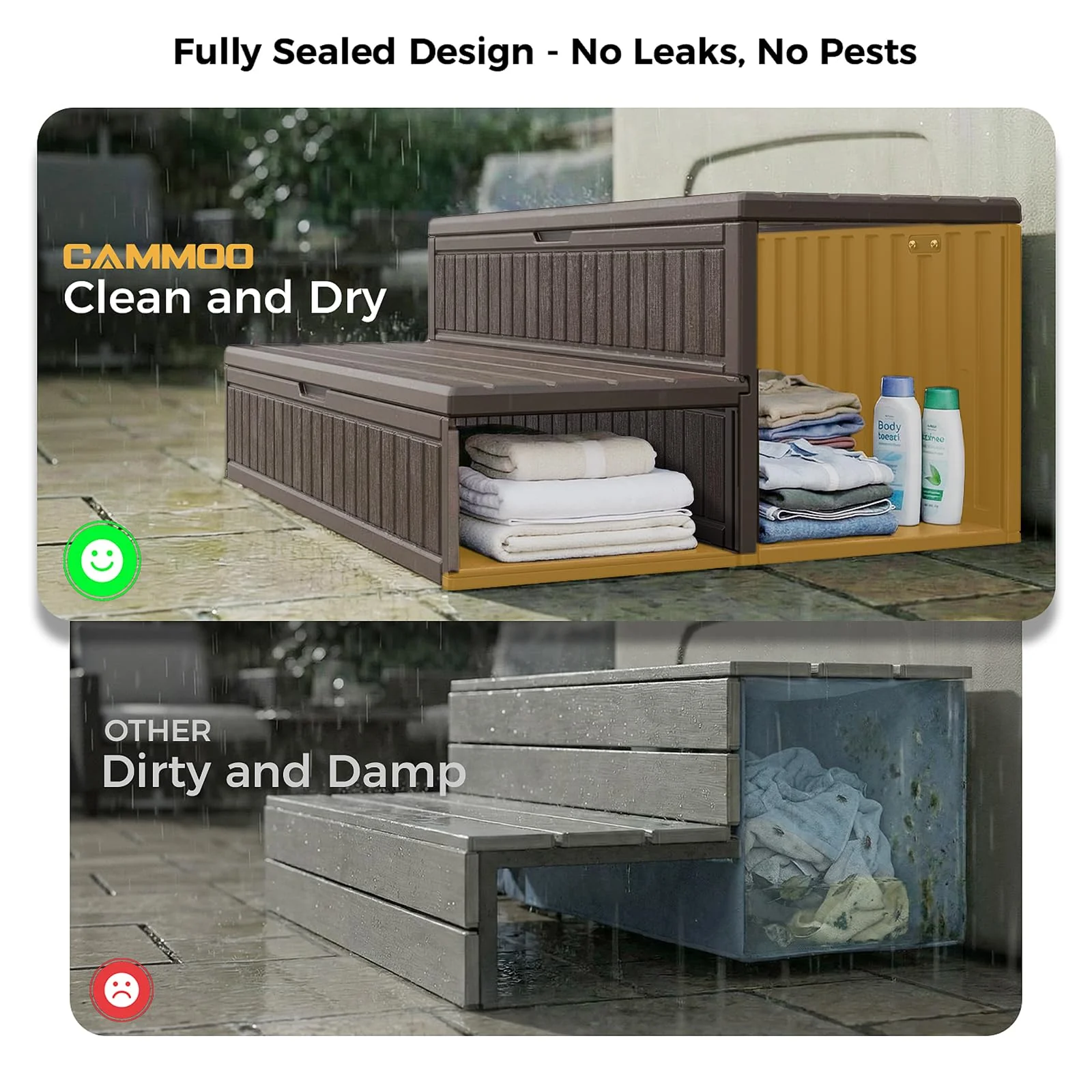 CAMMOO Hot Tub Steps - Double-Decker Large Storage & Snap-Together Assembly, Fully Sealed Spa Steps with Non-Slip Wider Step, Hot Tub Stairs, Outdoor/Indoor, Brown - Image 5