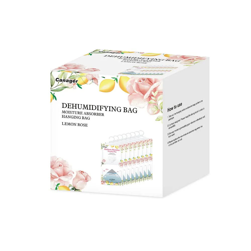 CANAGER Hanging Moisture Absorber, Lemon Rose Moistureproof Hanging Bag,Dehumidifier Bag (8 packs) Hanging Closet Dehumidifier Bags, Moisture Absorb 12.5 oz - Image 6
