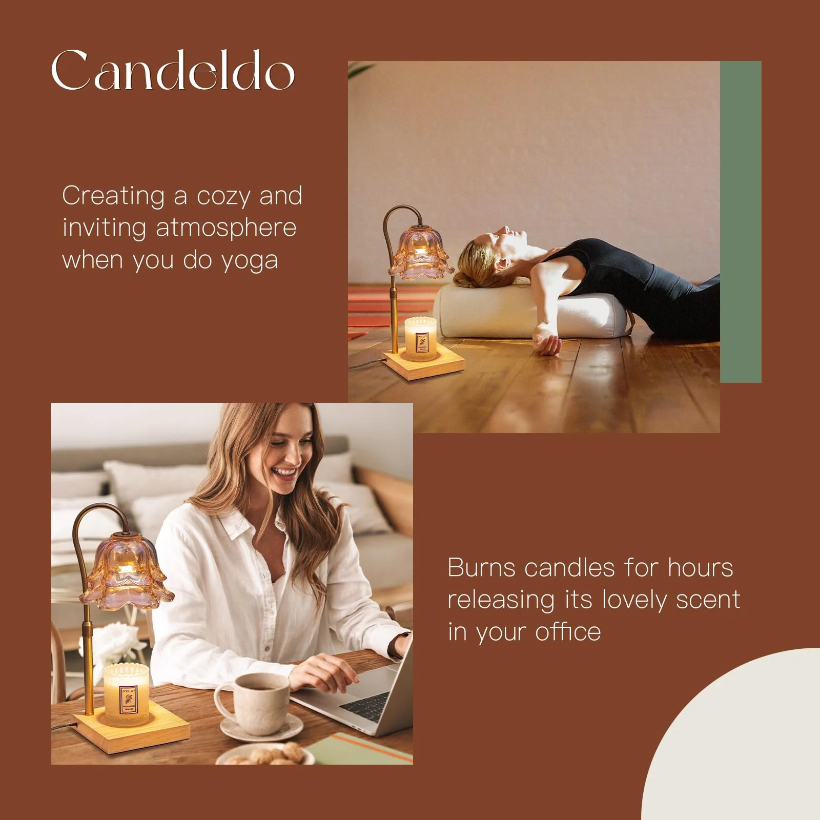 Candeldo Candle Warmer Lamp with Timer: Flower Gold Candle Lamps Height Adjustable Wax Melt Home Decor House Warming Christmas Gift Mom Gift for Women - Image 2