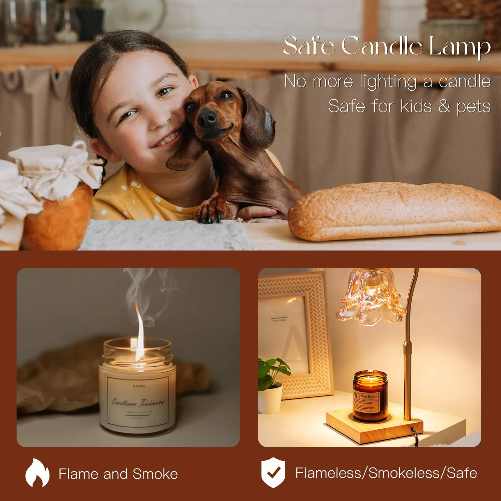 Candeldo Candle Warmer Lamp with Timer: Flower Gold Candle Lamps Height Adjustable Wax Melt House Warming Gifts New Home Decor Mothers Day Birthday Gift for Women Mom - Image 4