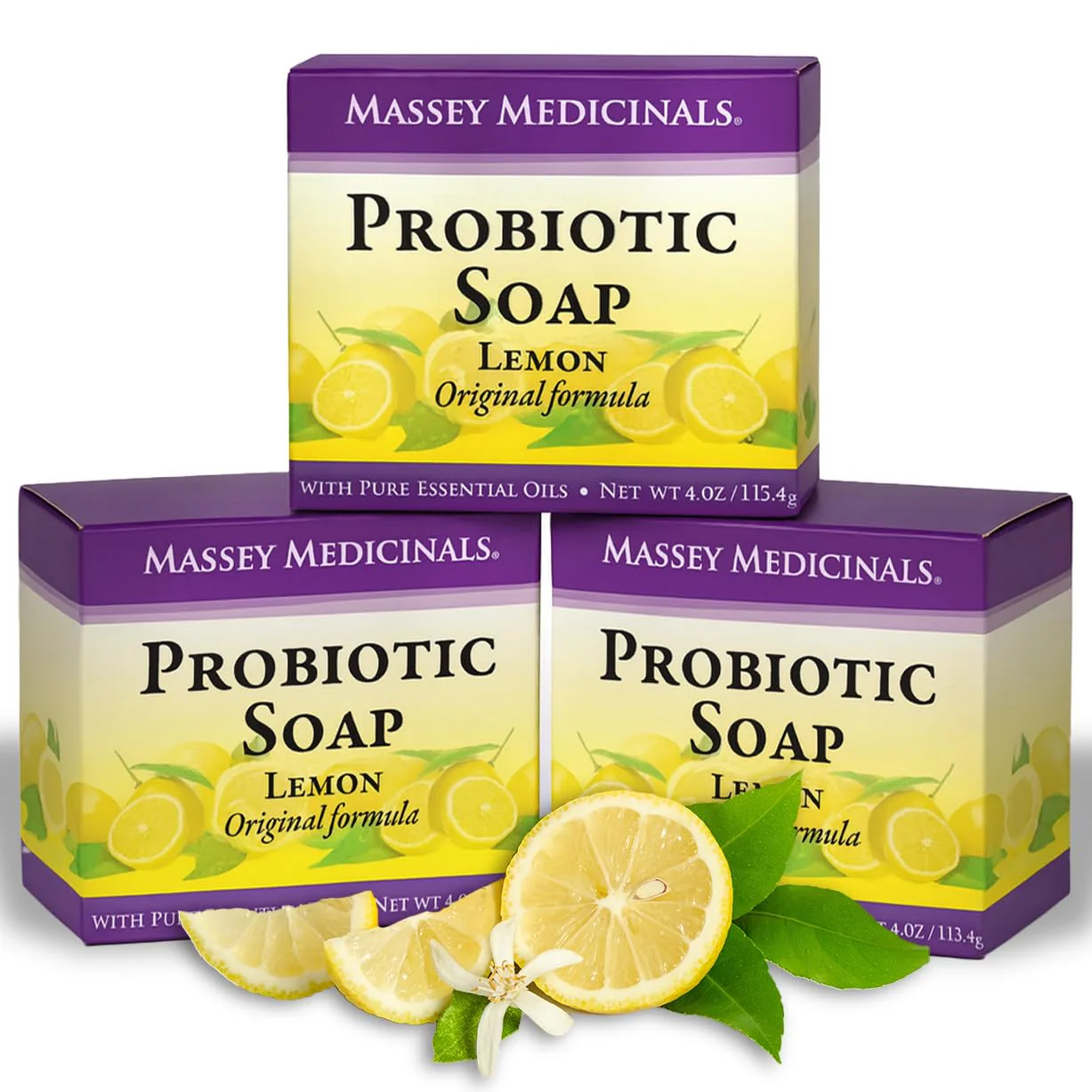 Candida Freedom Massey’s CF 100% Natural Probiotic Soap - Powerful Tea Tree and Lemon Body Soap - 4oz Lemon Scent