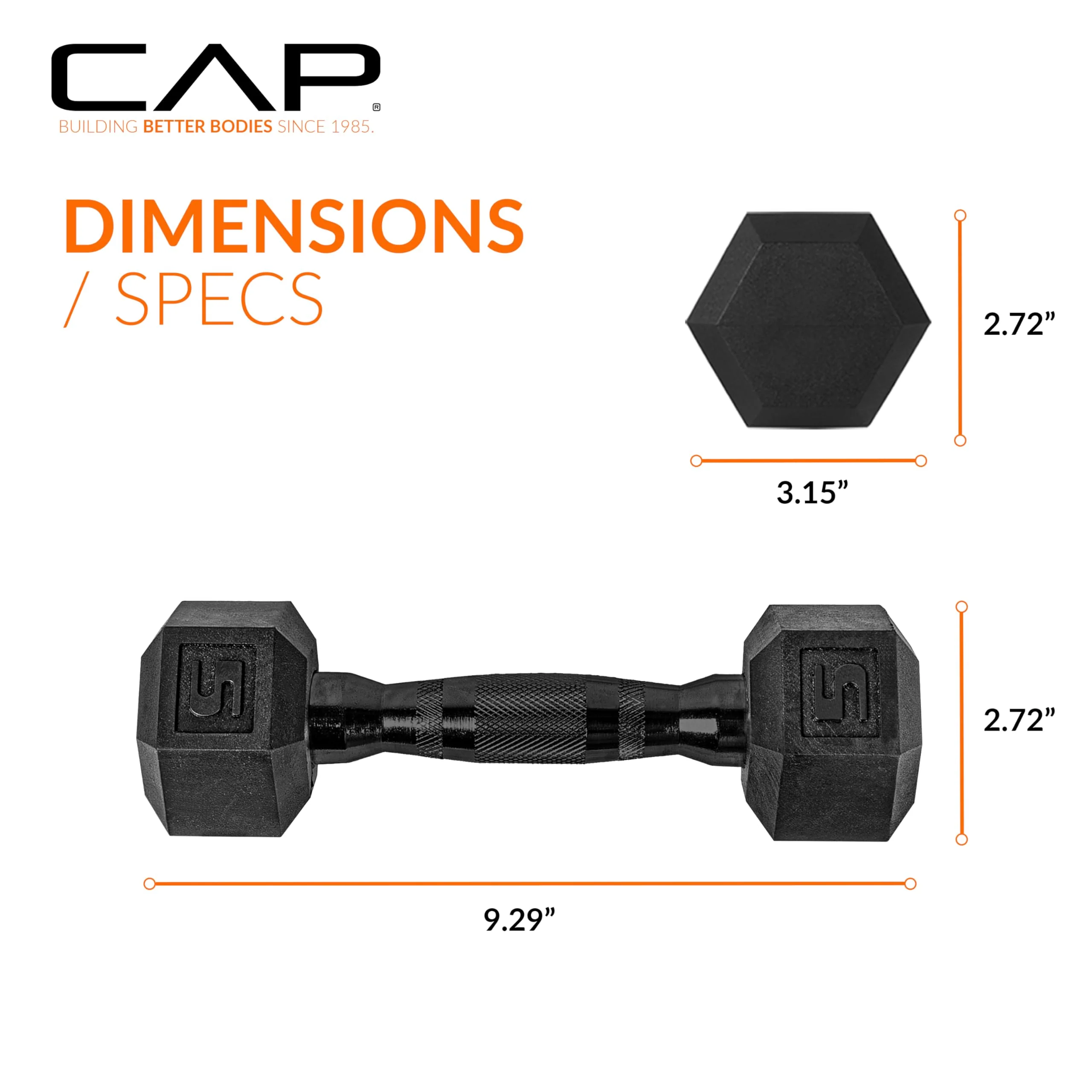 CAP Barbell 5 LB Coated Hex Dumbbell Pair with Black Handle - Image 5