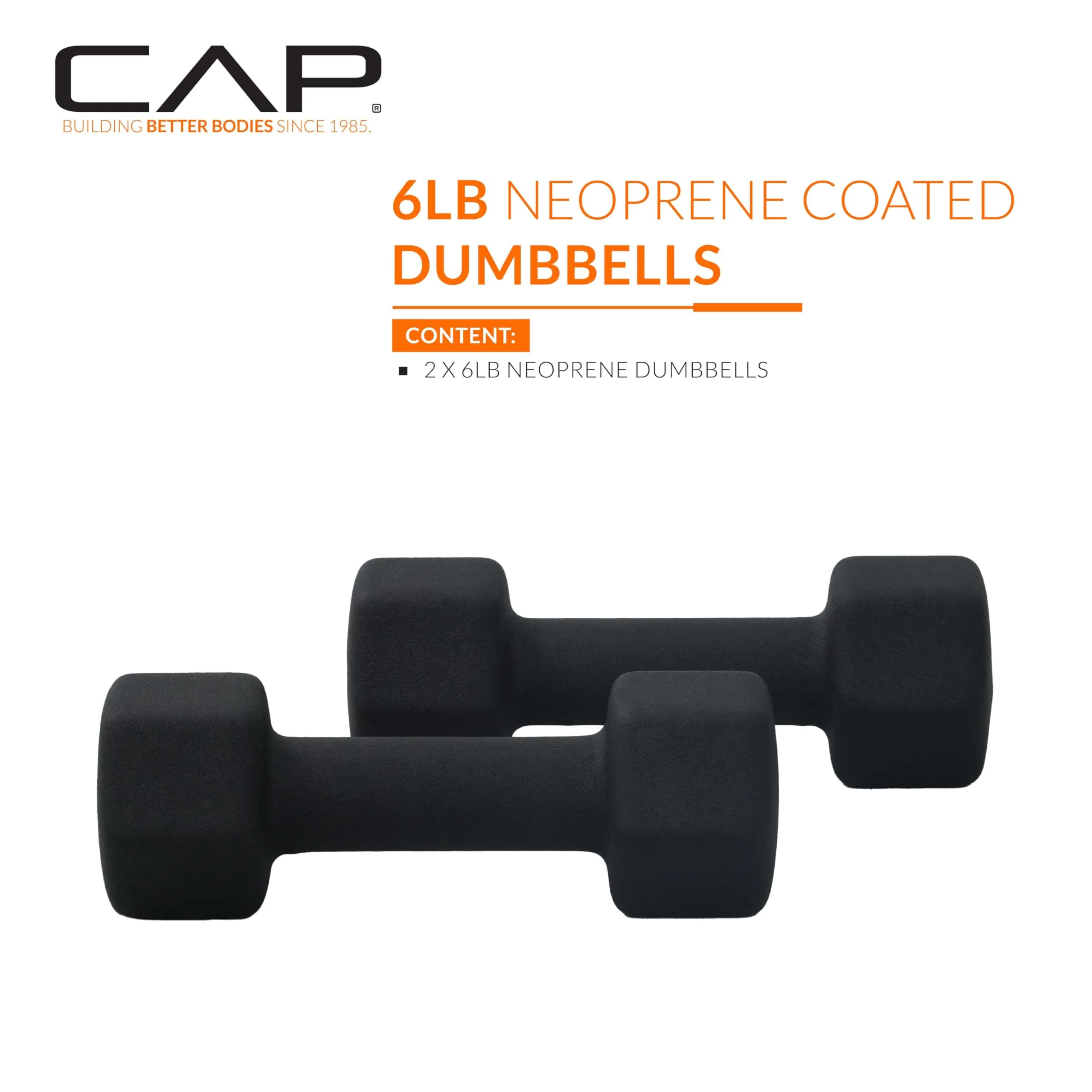CAP Barbell 6 LB Neoprene Dumbbell Hand Weights - Pair | Black - Image 7