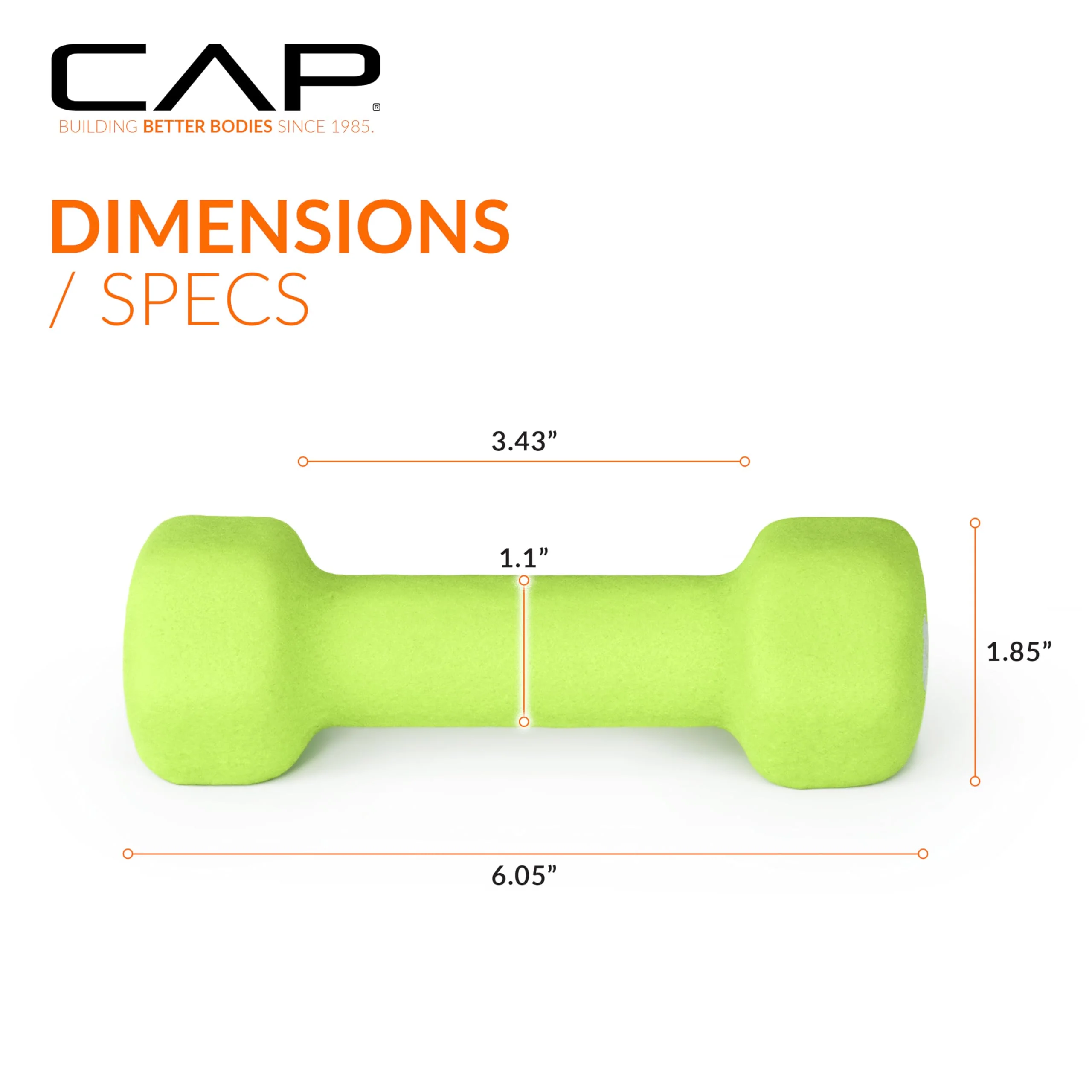 CAP Barbell Neoprene Dumbbell Weights, 2 lb Pair, Chartreuse - Image 6