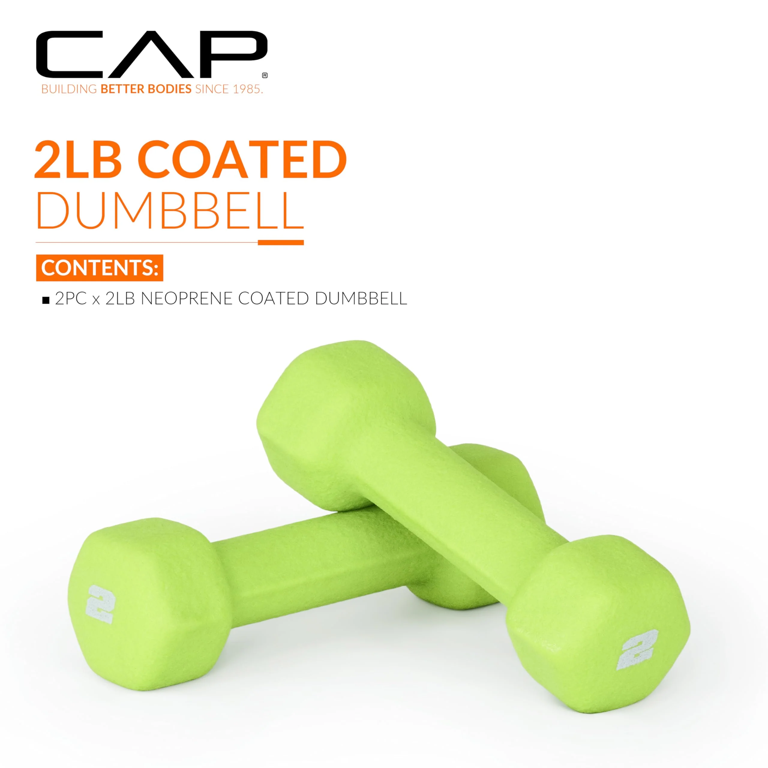 CAP Barbell Neoprene Dumbbell Weights, 2 lb Pair, Chartreuse - Image 7