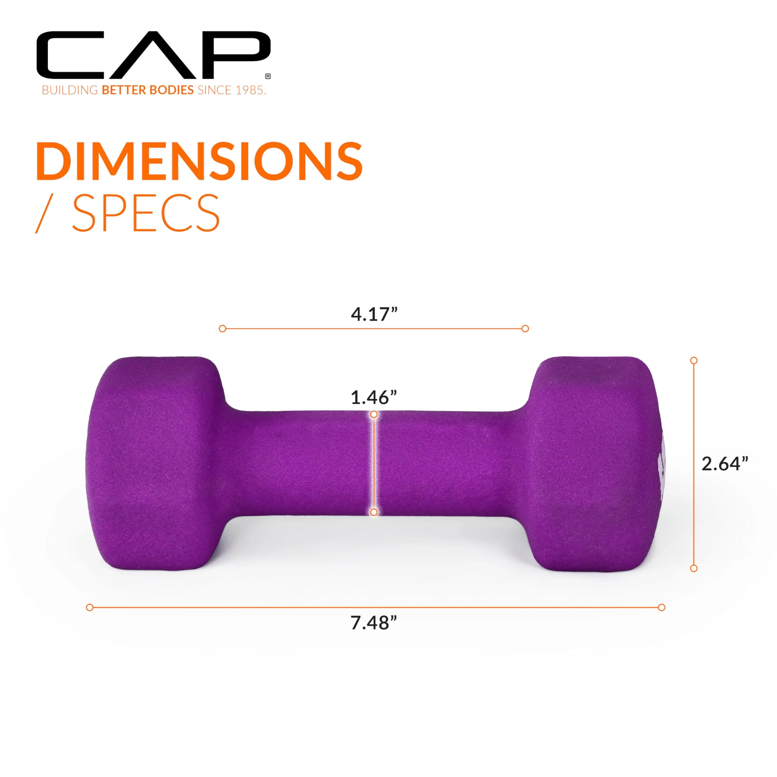 CAP Barbell Neoprene Dumbbell Weights, 5 lb Pair, Violet - Image 6