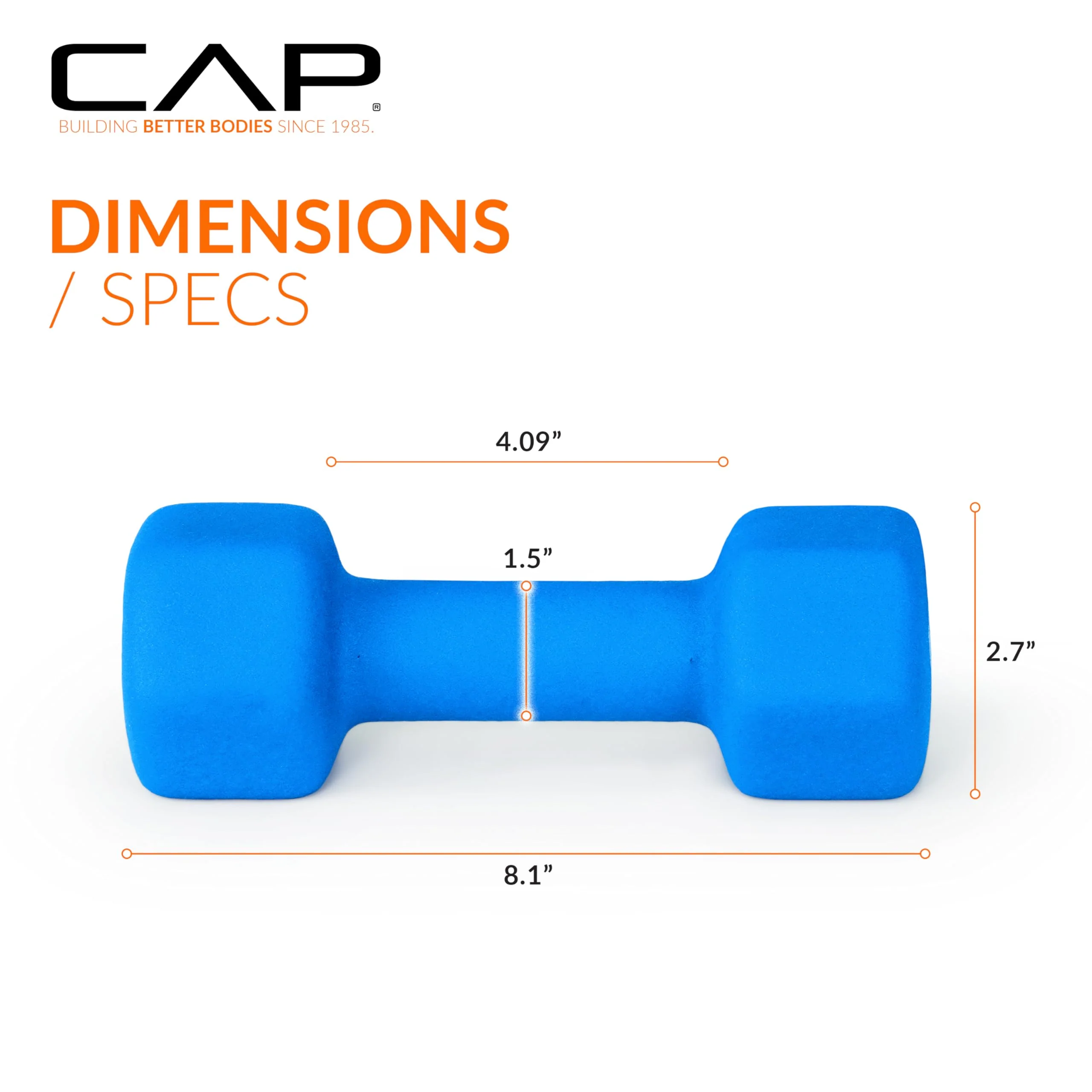 CAP Barbell Neoprene Dumbbell Weights, 6 lb Pair, Azure - Image 6