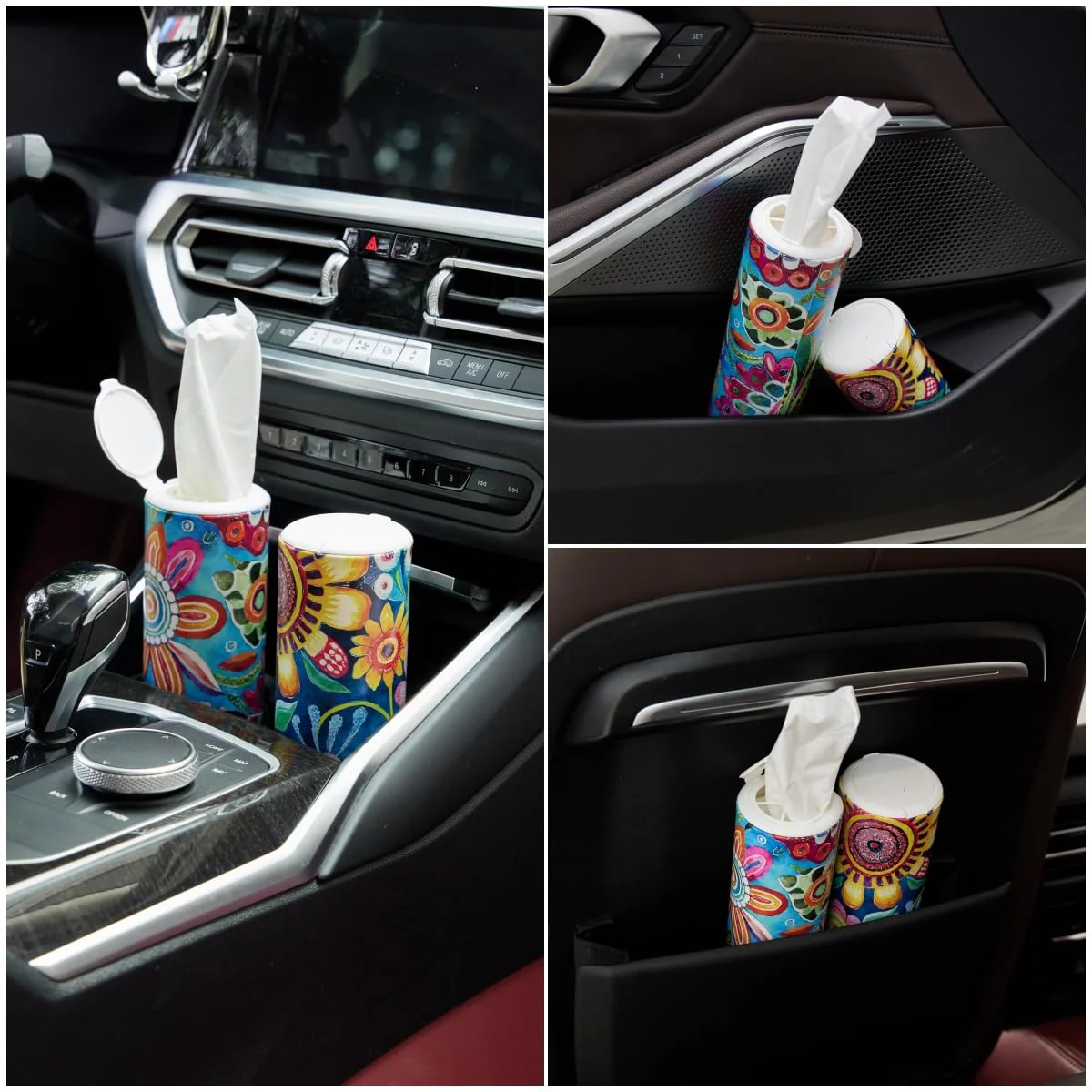 Car Tissues Holder with Facial Tissue, Car Tissue Box, Travel Tissues Cylinder,Suitable for Car Cup Holder(3-ply 4 Pack, 200 Sheets) - Image 3
