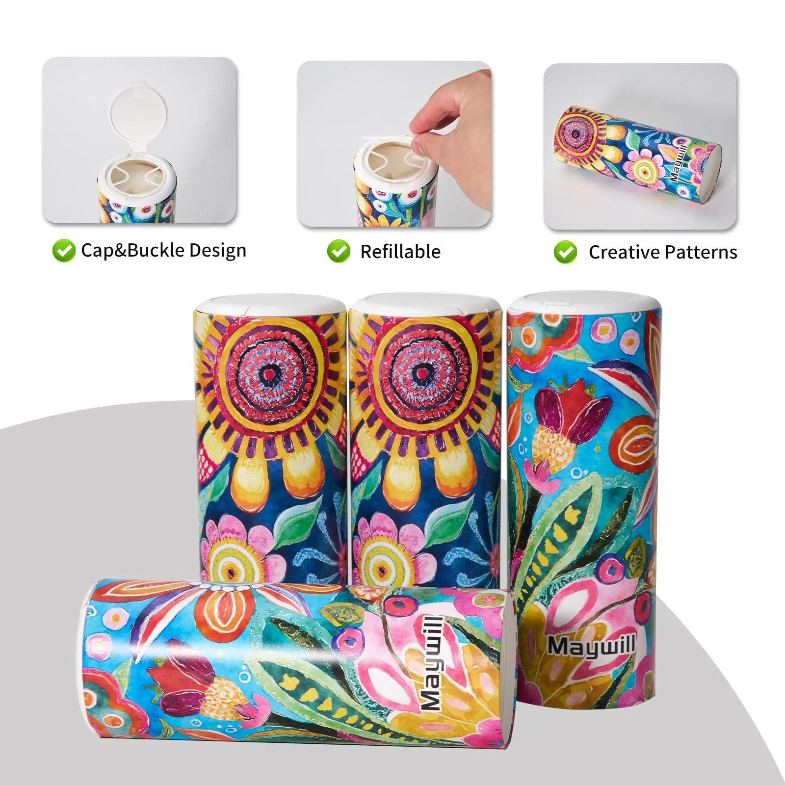 Car Tissues Holder with Facial Tissue, Car Tissue Box, Travel Tissues Cylinder,Suitable for Car Cup Holder(3-ply 4 Pack, 200 Sheets) - Image 5