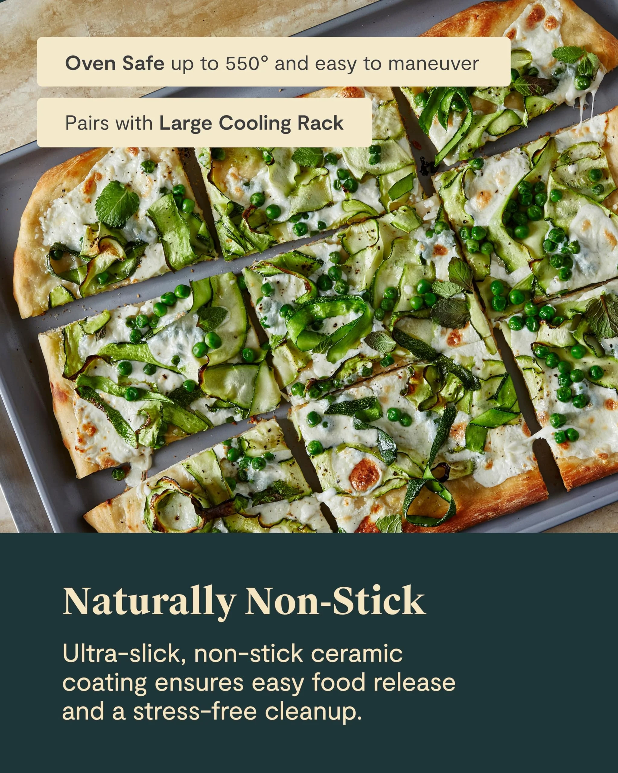 Caraway Non-Stick Ceramic Large Baking Sheet Duo - Naturally Slick Ceramic Coating - Non-Toxic, PTFE & PFOA Free - Perfect for Baking, Roasting, and More - Large (18" x 13") - White - Image 5