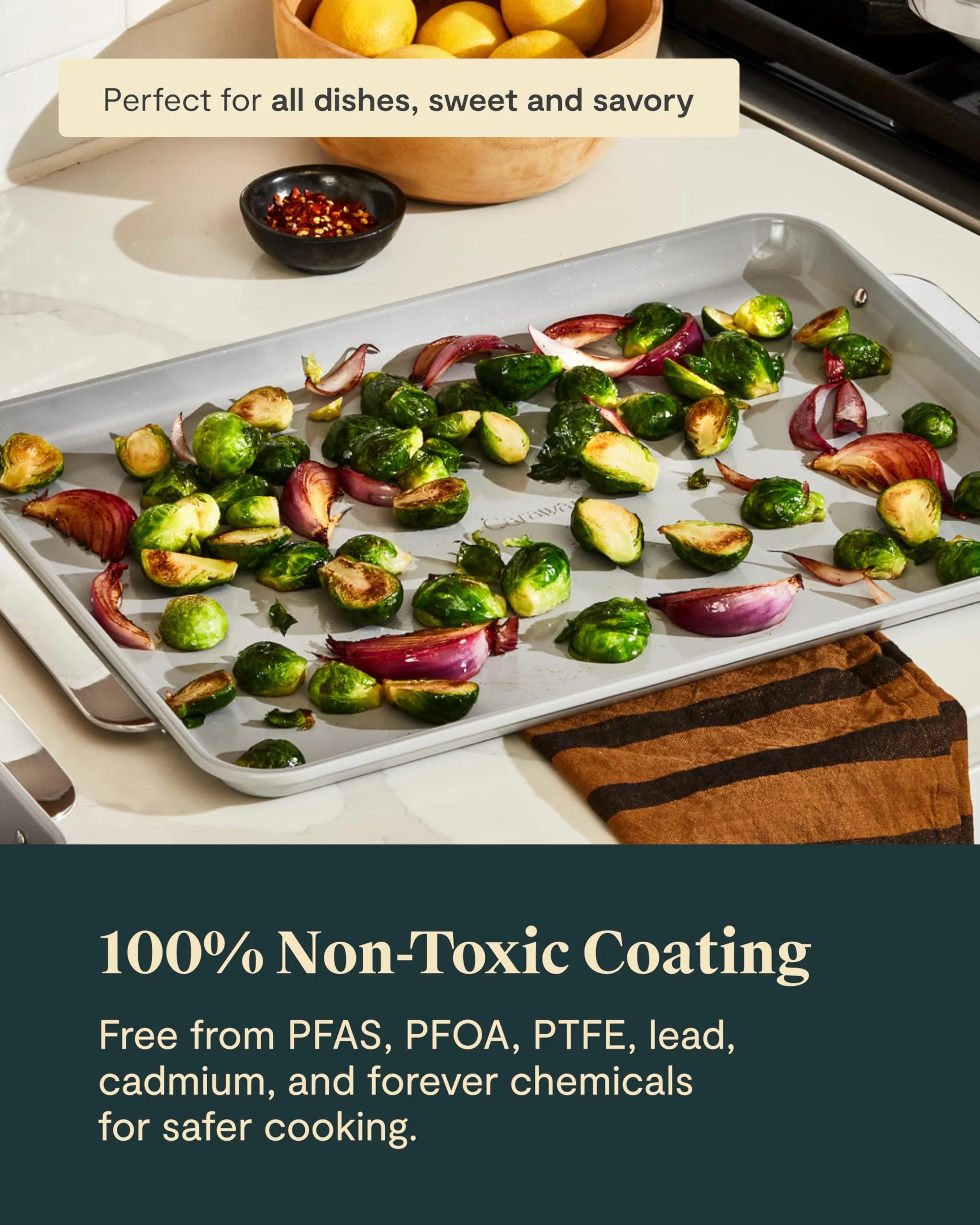 Caraway Non-Stick Ceramic Large Baking Sheet Duo - Naturally Slick Ceramic Coating - Non-Toxic, PTFE & PFOA Free - Perfect for Baking, Roasting, and More - Large (18" x 13") - White - Image 6