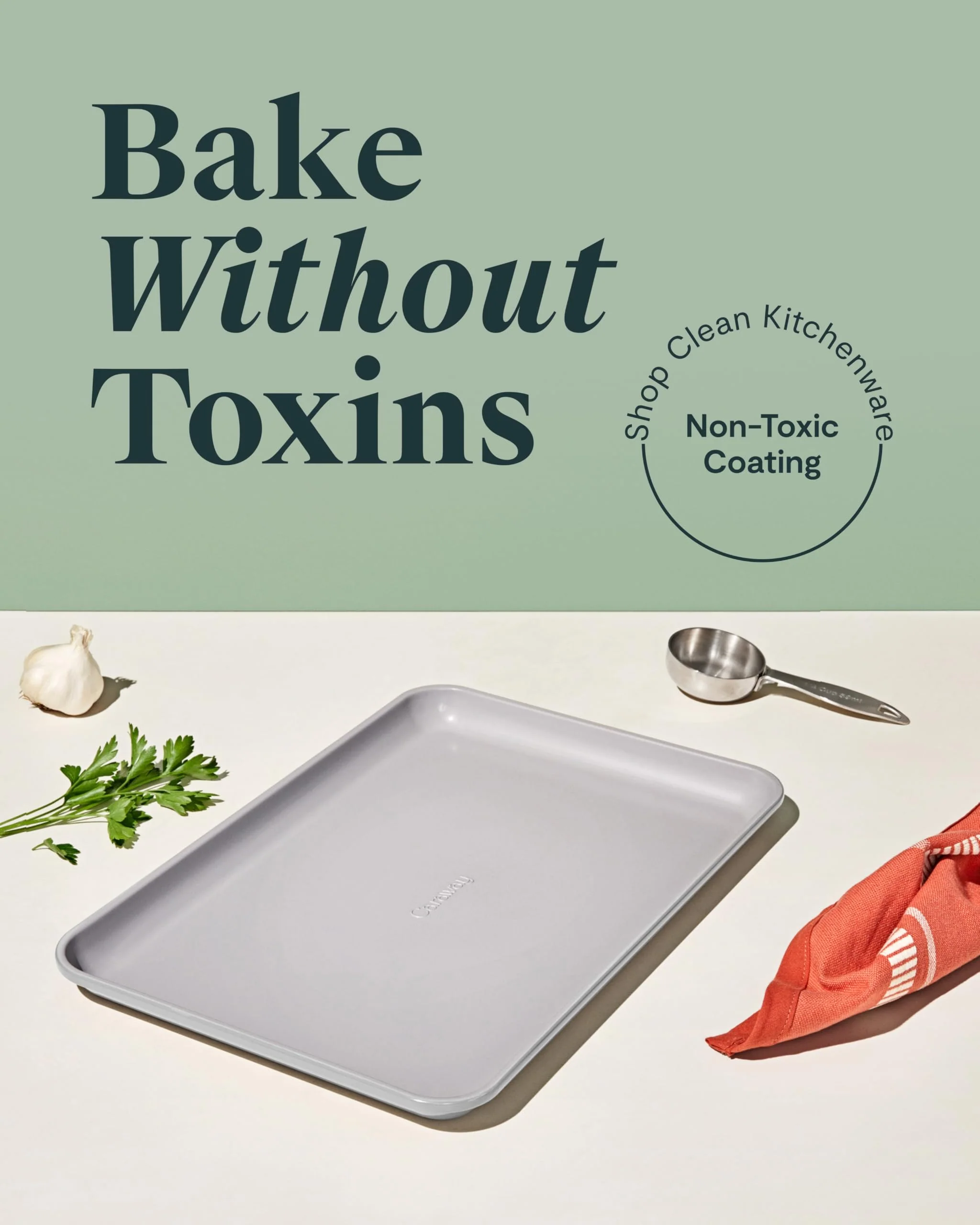 Caraway Non-Stick Ceramic Medium Baking Sheet - Naturally Slick Ceramic Coating - Non-Toxic, PTFE & PFOA Free - Perfect for Baking, Roasting, and More - Medium (15" x 10") - Gray - Image 8