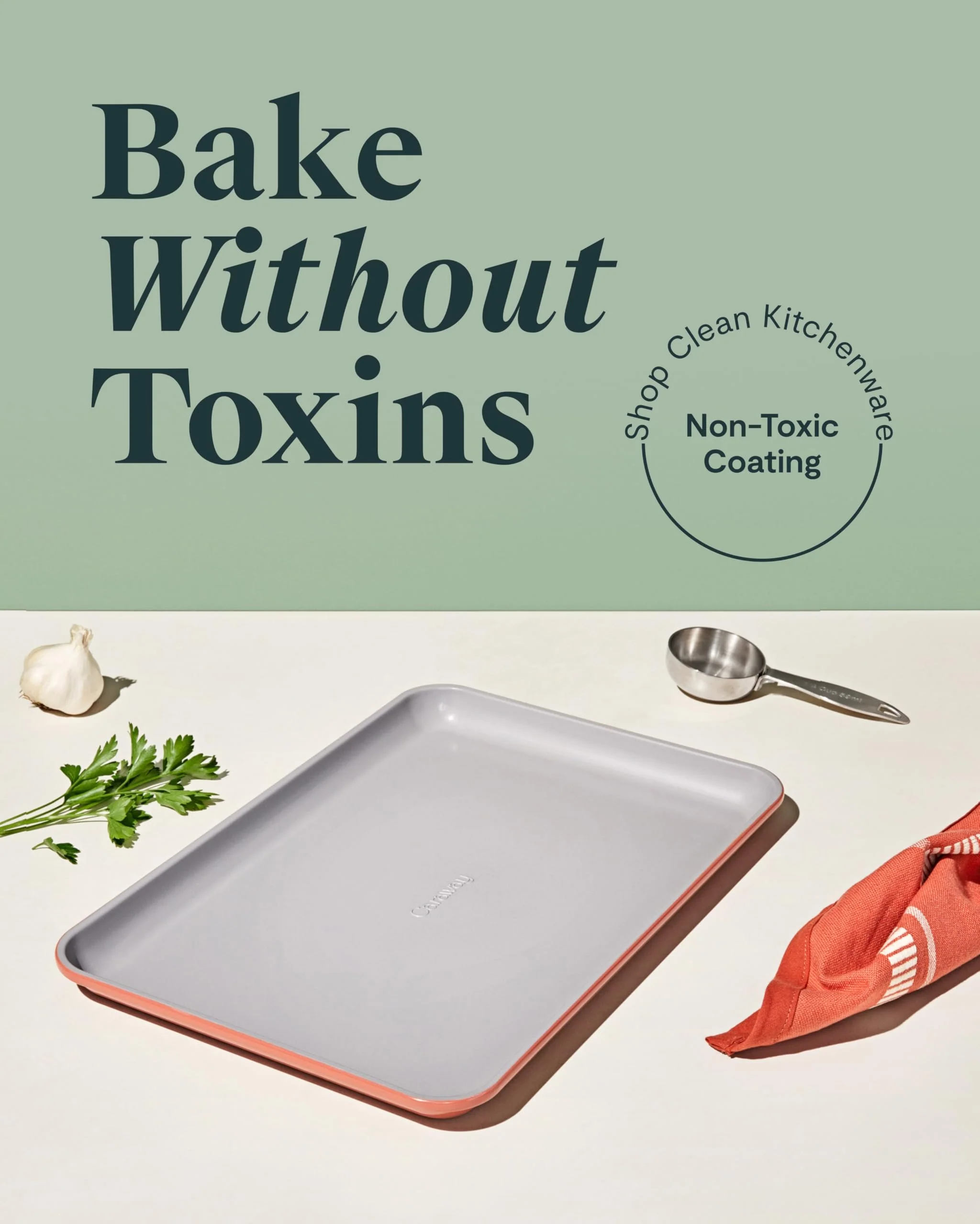 Caraway Non-Stick Ceramic Medium Baking Sheet - Naturally Slick Ceramic Coating - Non-Toxic, PTFE & PFOA Free - Perfect for Baking, Roasting, and More - Medium (15" x 10") - Perracotta - Image 8
