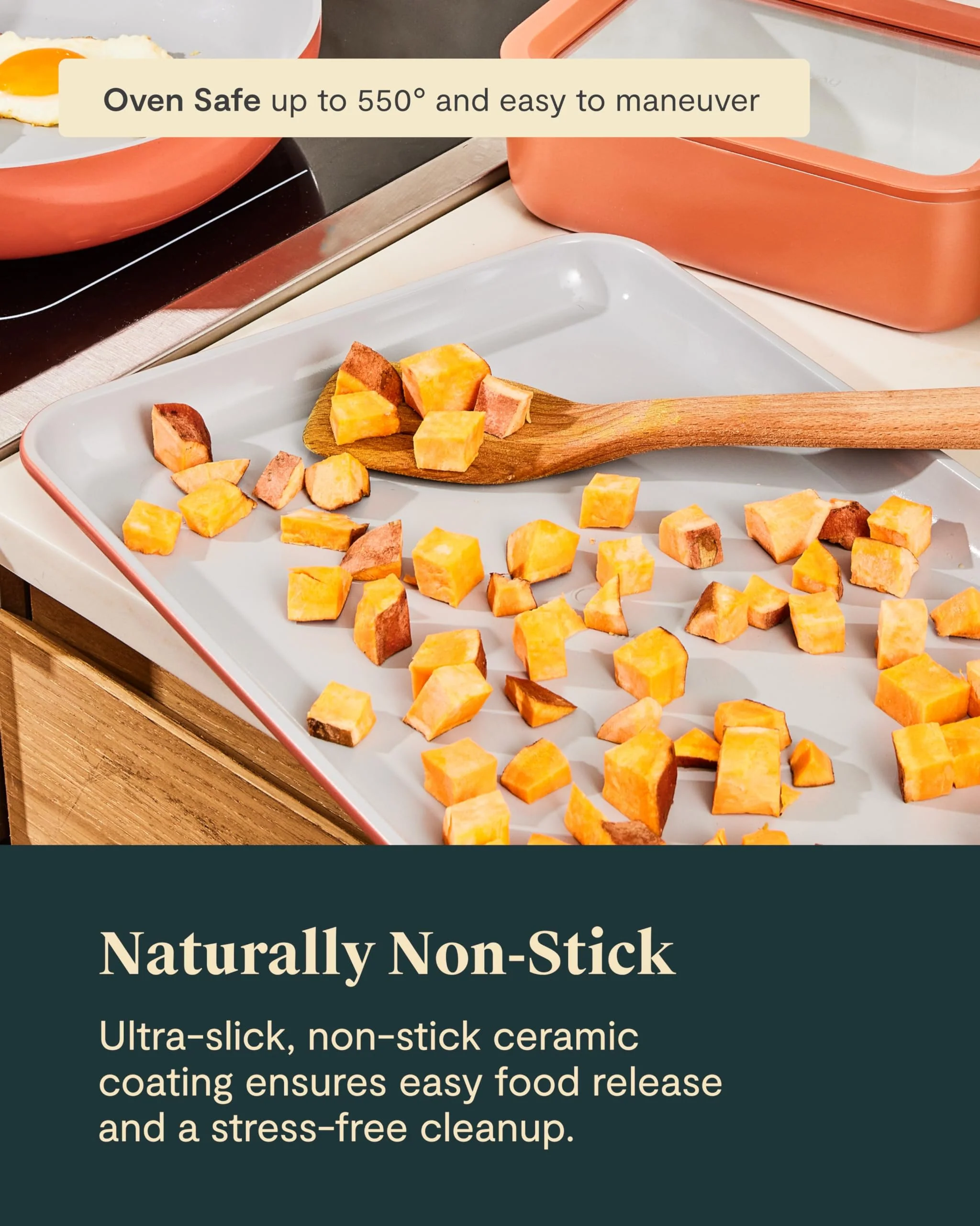 Caraway Non-Stick Ceramic Medium Baking Sheet - Naturally Slick Ceramic Coating - Non-Toxic, PTFE & PFOA Free - Perfect for Baking, Roasting, and More - Medium (15" x 10") - Sage - Image 5