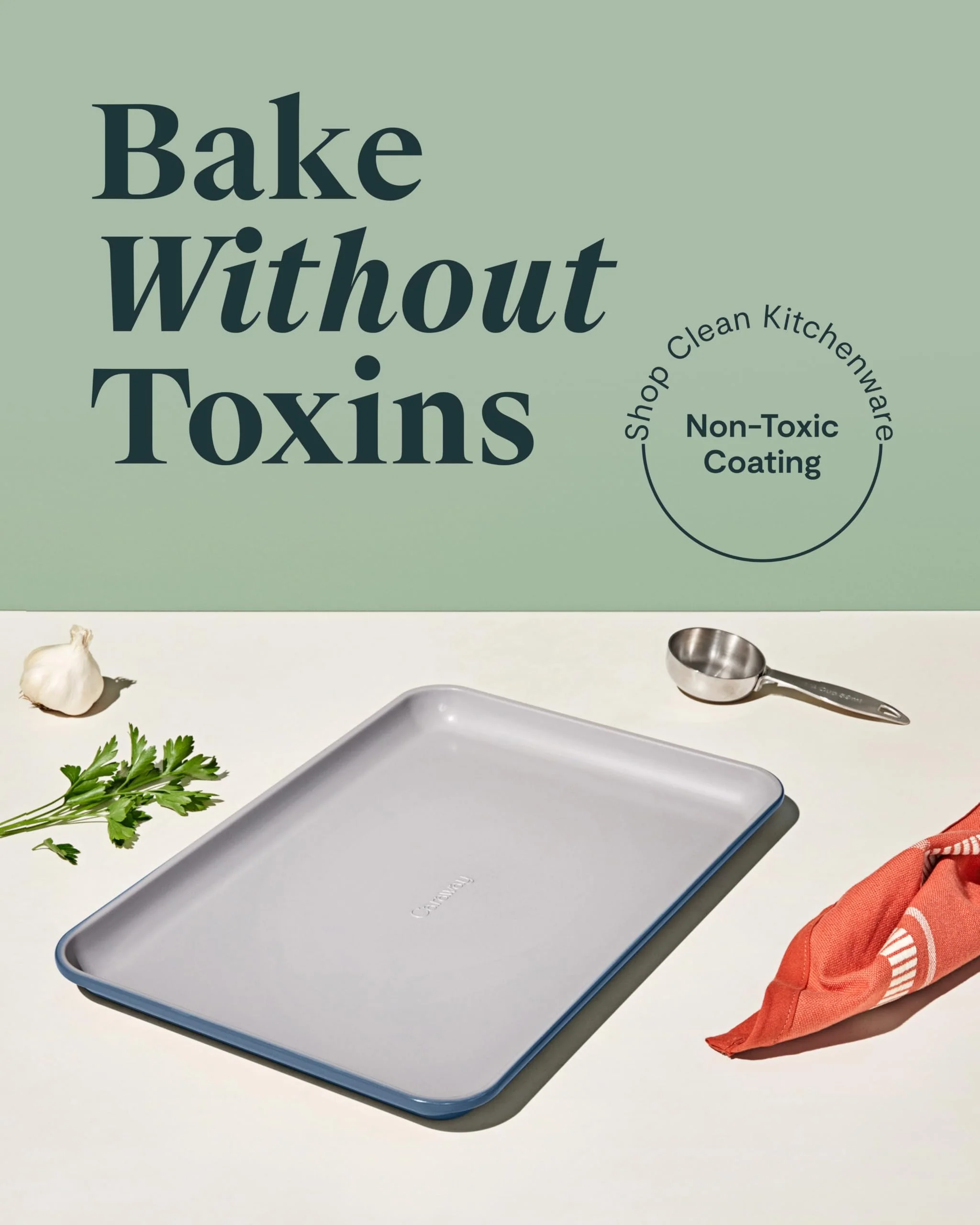 Caraway Non-Stick Ceramic Medium Baking Sheet - Naturally Slick Ceramic Coating - Non-Toxic, PTFE & PFOA Free - Perfect for Baking, Roasting, and More - Medium (15" x 10") - Slate - Image 8