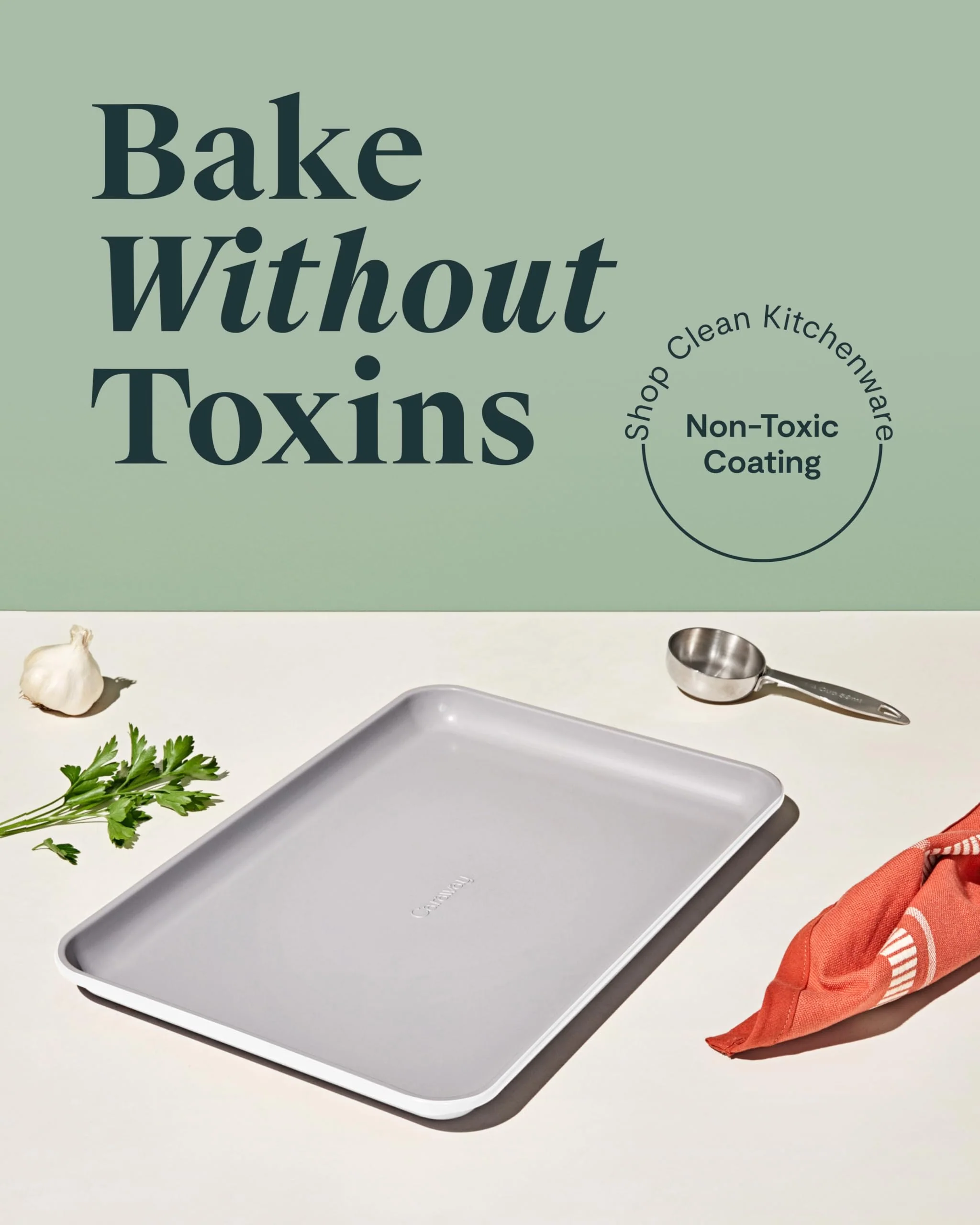 Caraway Non-Stick Ceramic Medium Baking Sheet - Naturally Slick Ceramic Coating - Non-Toxic, PTFE & PFOA Free - Perfect for Baking, Roasting, and More - Medium (15" x 10") - White - Image 8