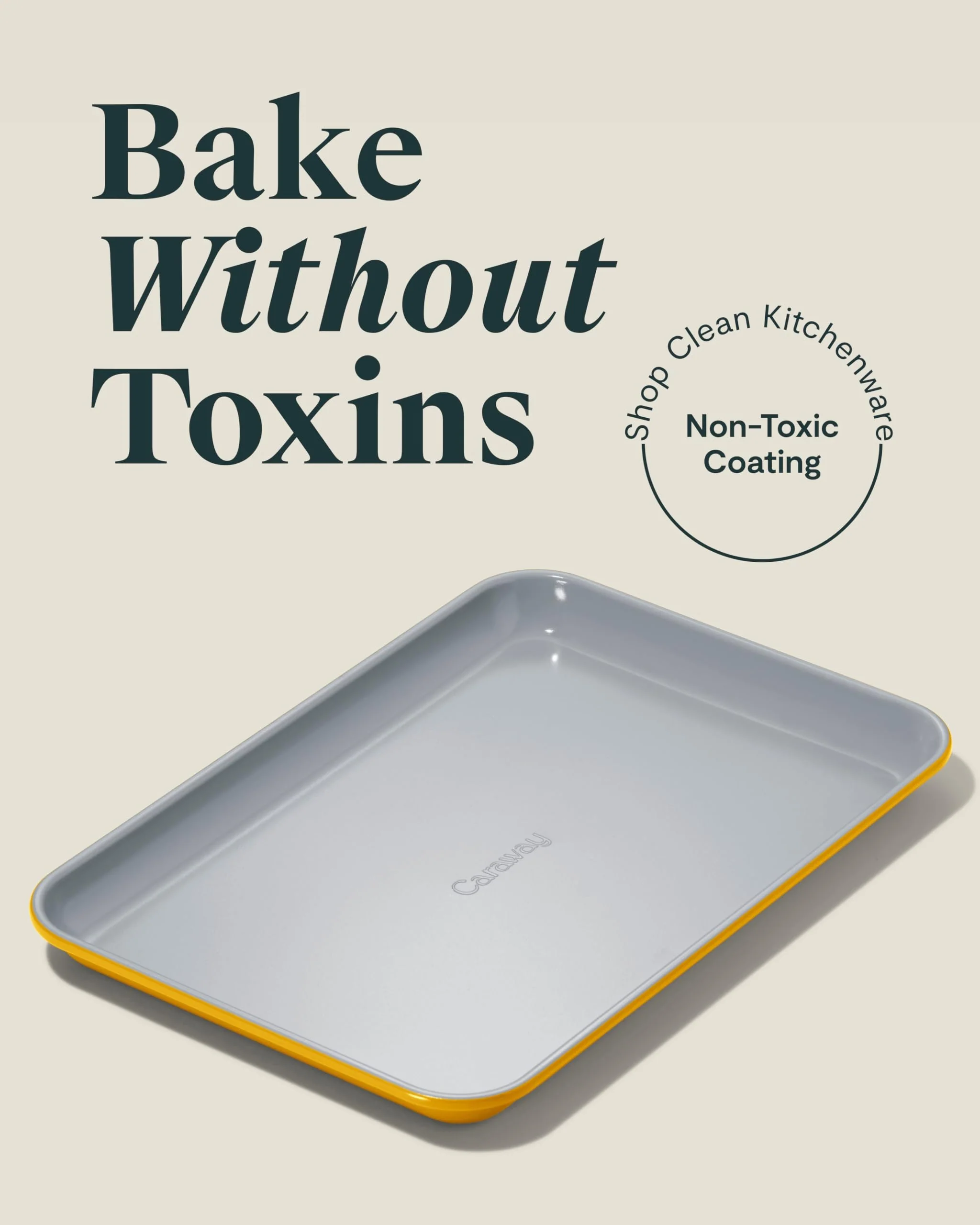 Caraway Nonstick Ceramic Small Baking Sheet (9x13”) – Non-Toxic, PTFE & PFOA Free – Oven Safe – Aluminized Steel Core – Mini Sheet Pan for Baking, Roasting & More - Marigold - Image 8