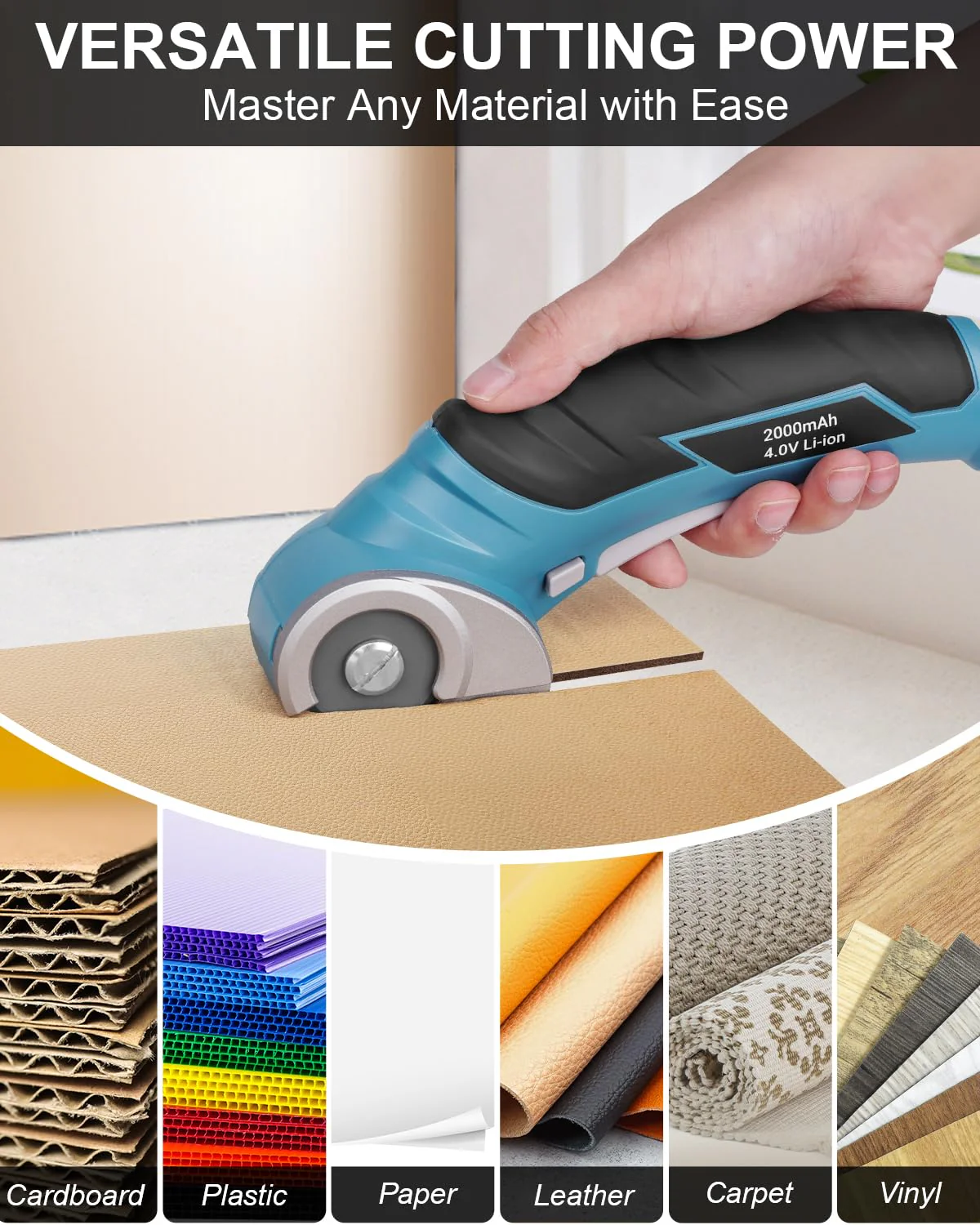 Cardboard Cutter Cordless Electric Scissors - Stocking Stuffers for Men Gifts Christmas 4V Electric Box Cutter for Cardboard Recycling, Heavy Duty Carpet Cutting Tool for Plastic, Thin Box, Leather - Image 8