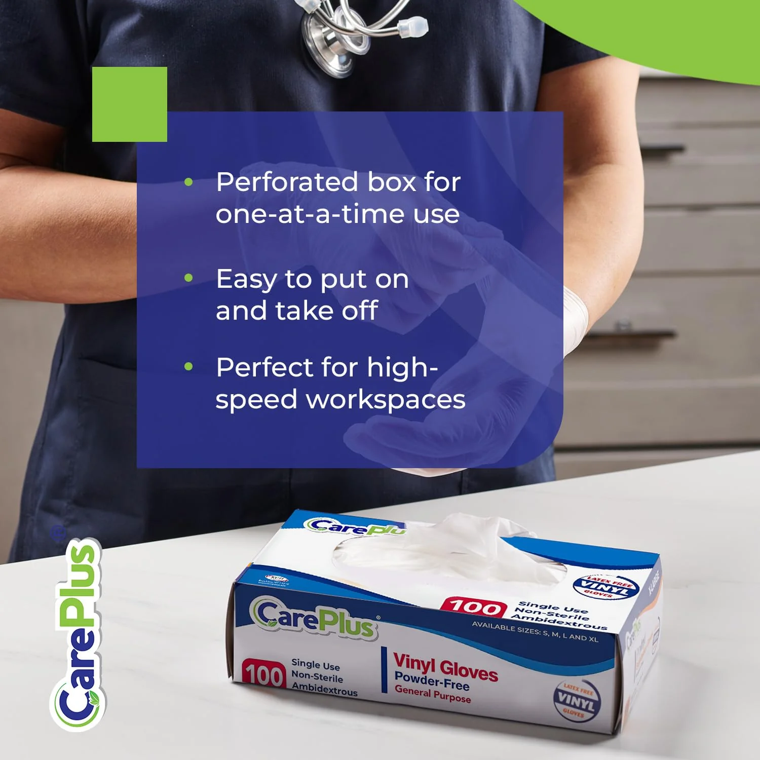 CARE PLUS Vinyl Gloves Clear Large Size 200 Count | Heavy Duty, Non-Sterile, Powder-Free, Latex-Free Rubber | Food Prep, Kitchen & Cleaning Gloves, Ideal for Professional Use - Image 5