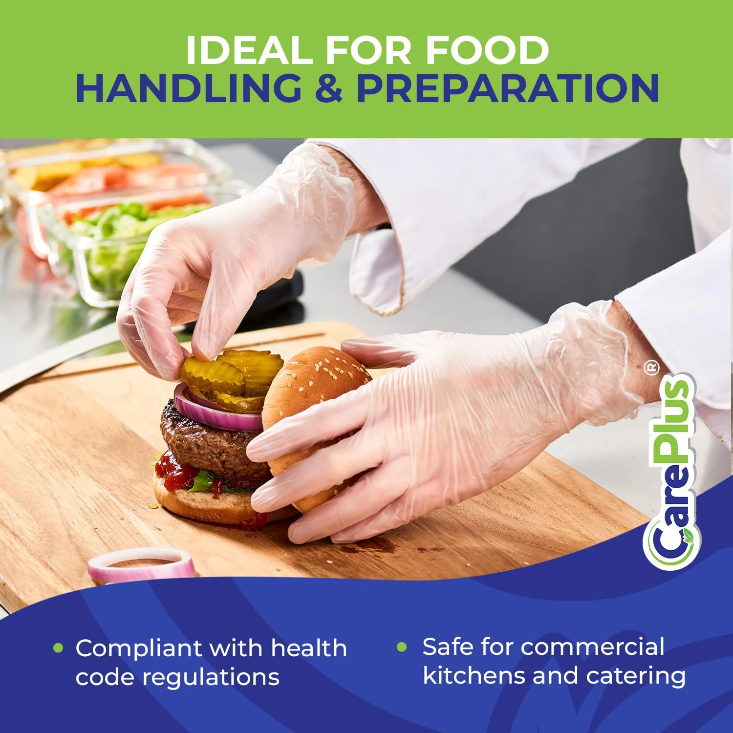 CARE PLUS Vinyl Gloves Clear Large Size 200 Count | Heavy Duty, Non-Sterile, Powder-Free, Latex-Free Rubber | Food Prep, Kitchen & Cleaning Gloves, Ideal for Professional Use - Image 6