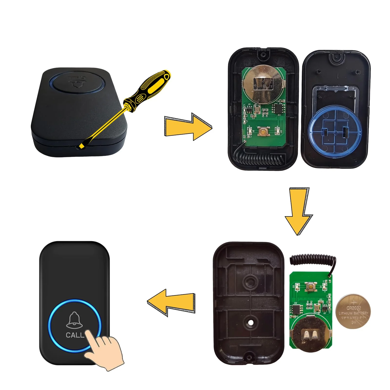 Caregiver Pager, FullHouse Wireless Call Button 1000+ Feet, SOS Alert Nurse Calling Elderly Fall Help System for Patient/Disabled Monitoring at Home, IP55 Waterproof