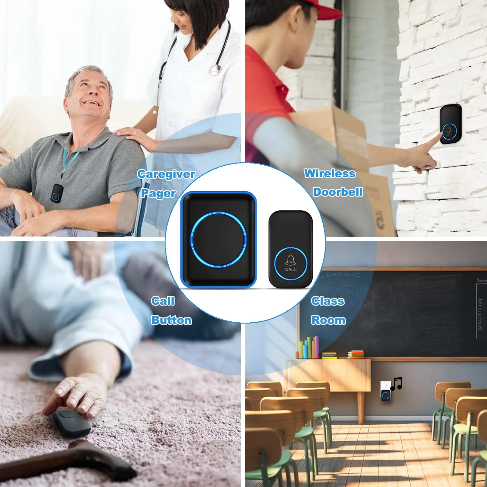 Caregiver Pager, FullHouse Wireless Call Button 1000+ Feet, SOS Alert Nurse Calling Elderly Fall Help System for Patient/Disabled Monitoring at Home, IP55 Waterproof - Image 6