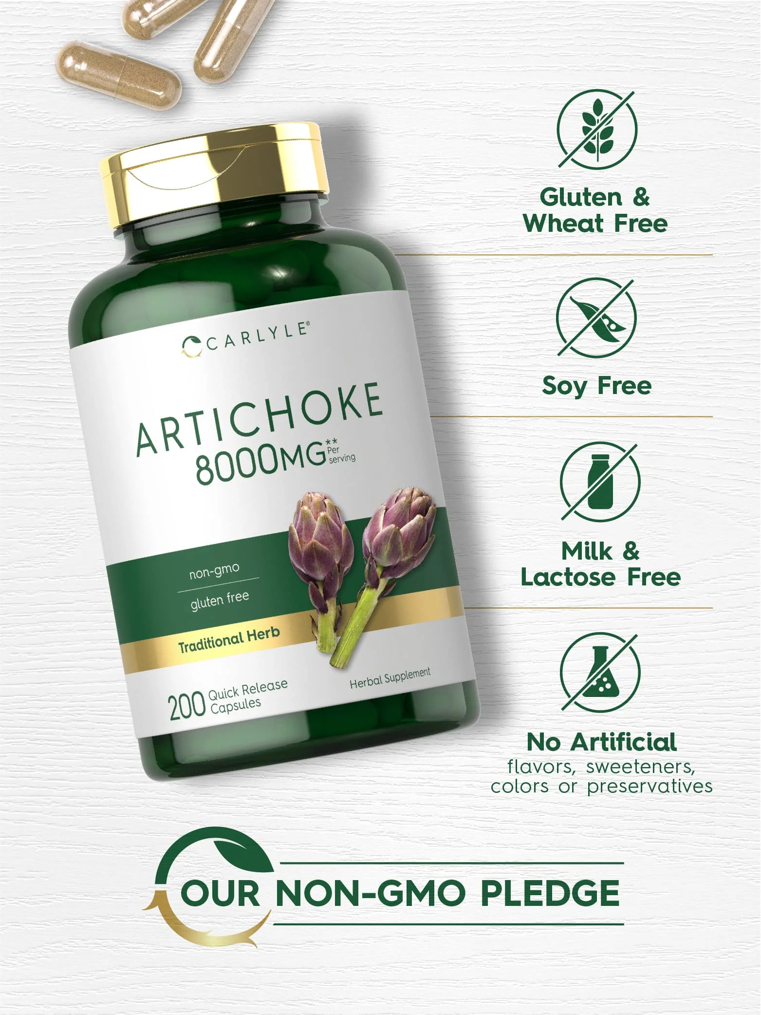 Carlyle Artichoke Extract Capsules | 200 Count | Non-GMO, Gluten Free Supplement - Image 5