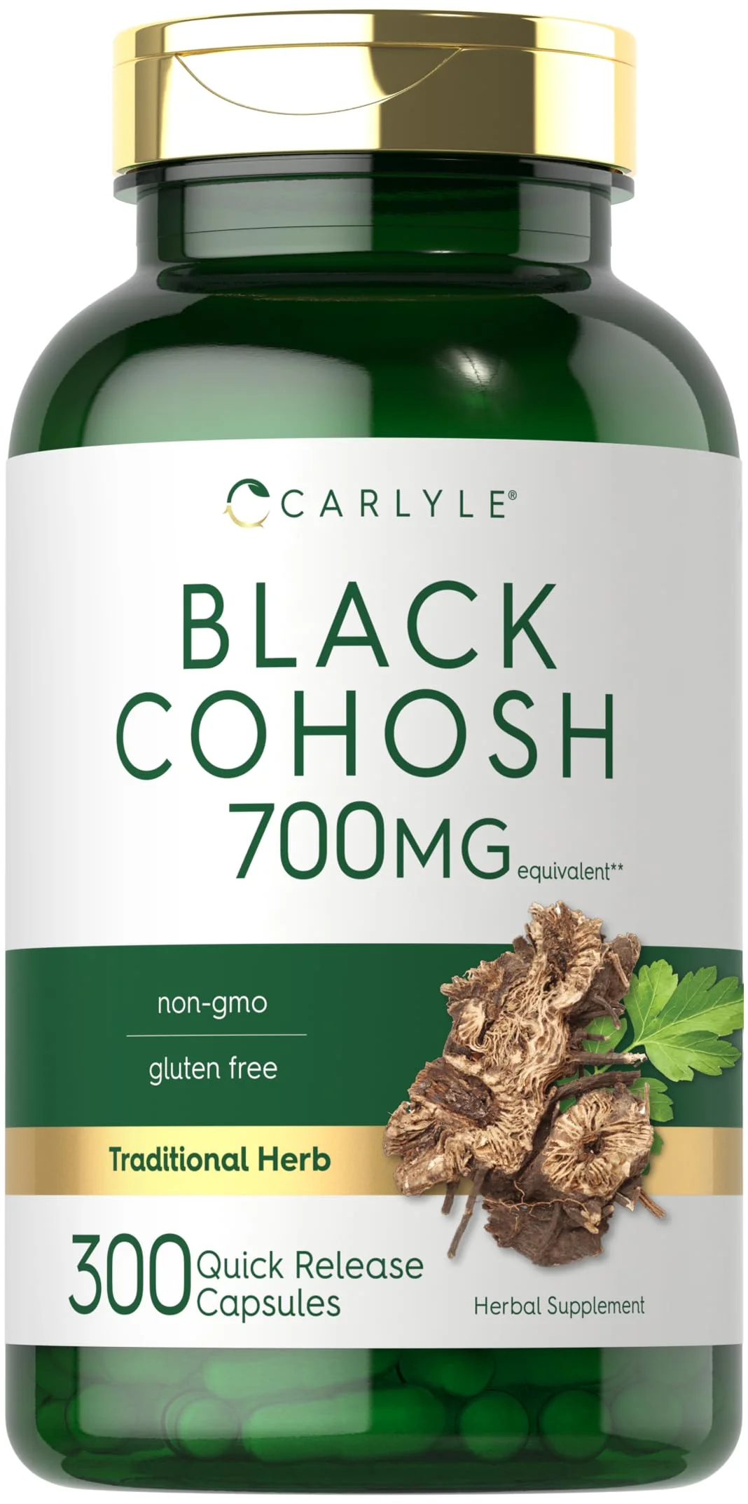 Carlyle Black Cohosh Capsules | 300 Count | Non-GMO, and Gluten Free Formula | Black Cohosh Root Extract Supplement