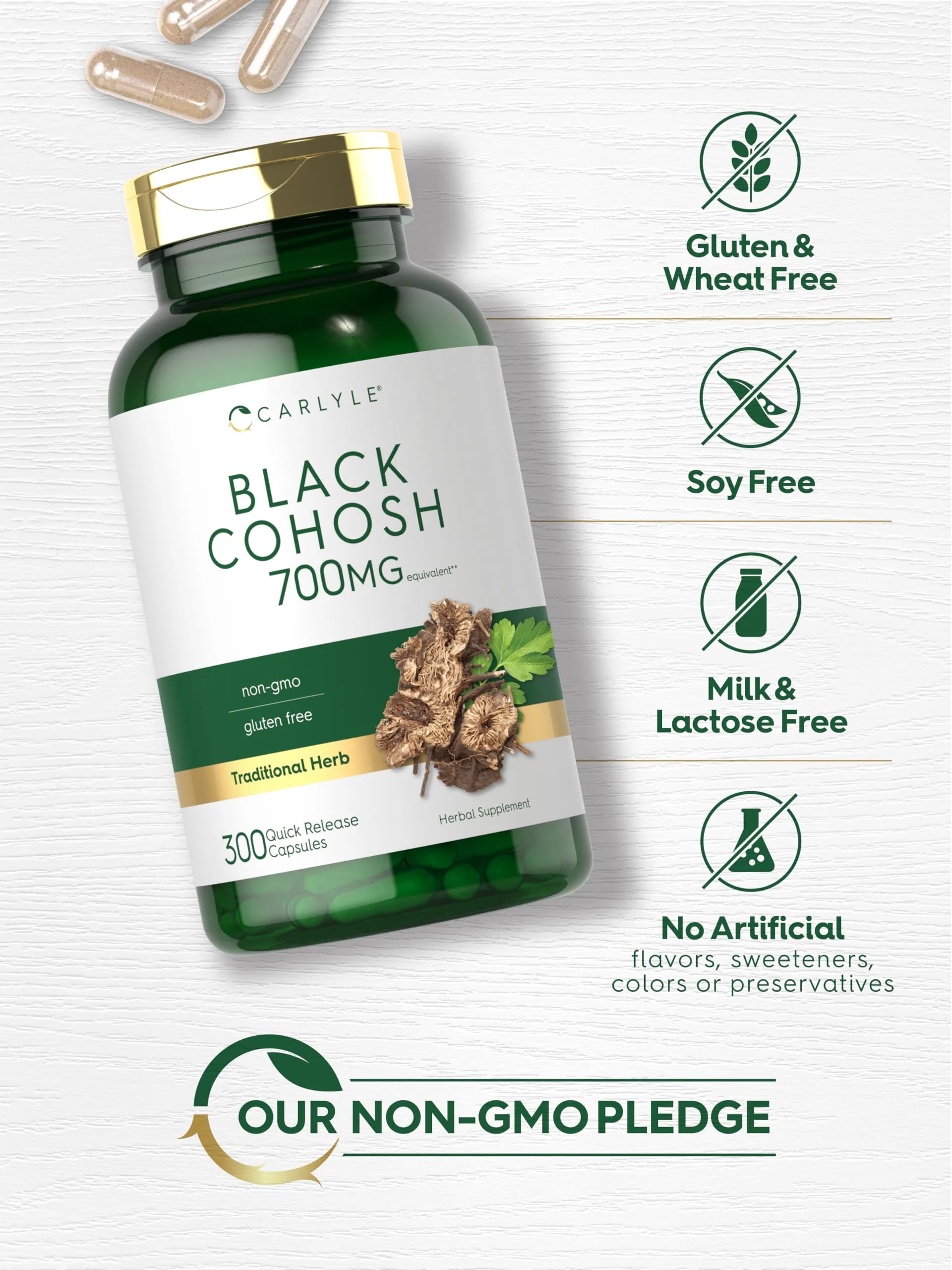 Carlyle Black Cohosh Capsules | 300 Count | Non-GMO, and Gluten Free Formula | Black Cohosh Root Extract Supplement - Image 5