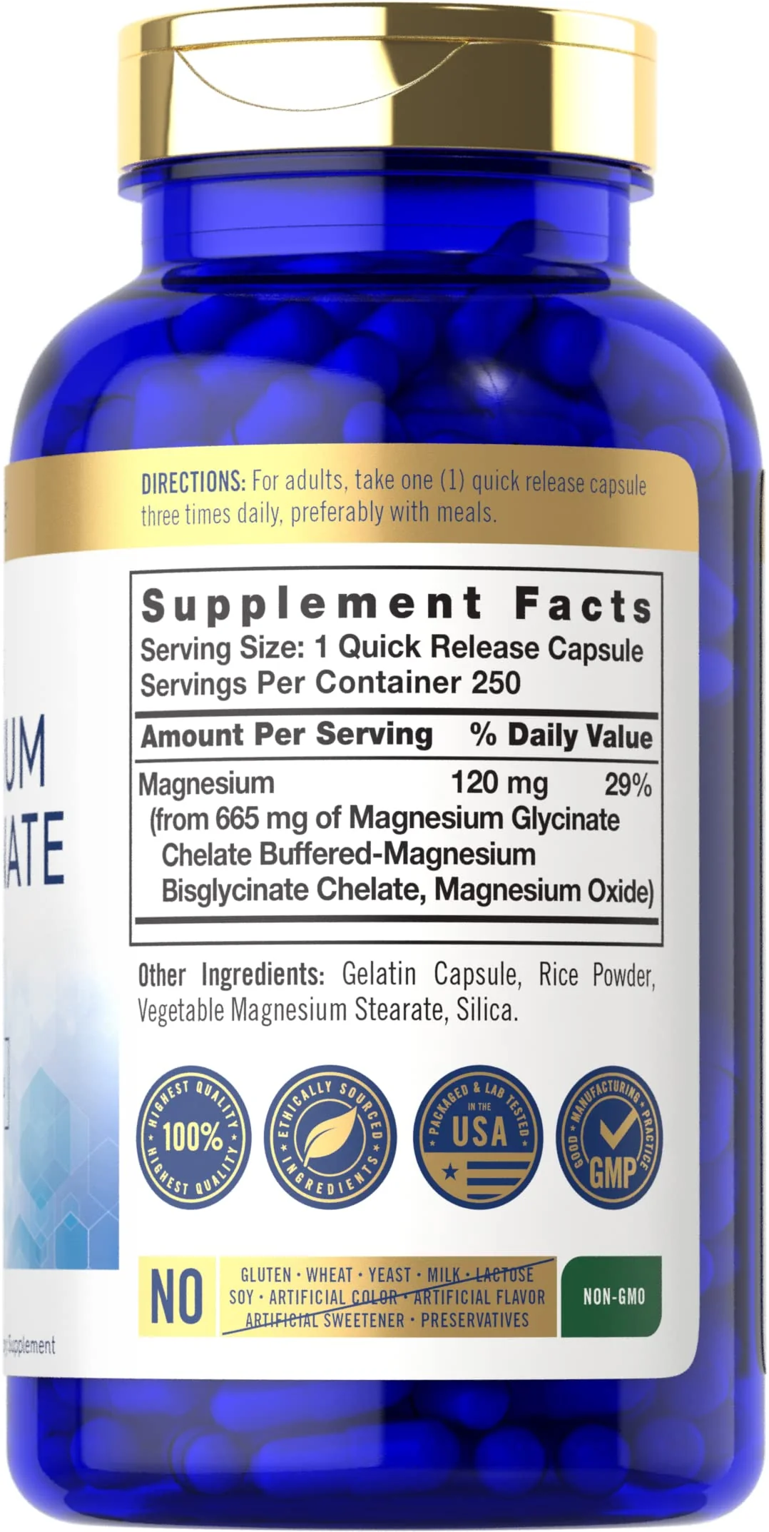 Carlyle Buffered Magnesium Bisglycinate 665 mg | 250 Capsules | Chelated Essential Mineral | Non-GMO and Gluten Free Supplement - Image 7