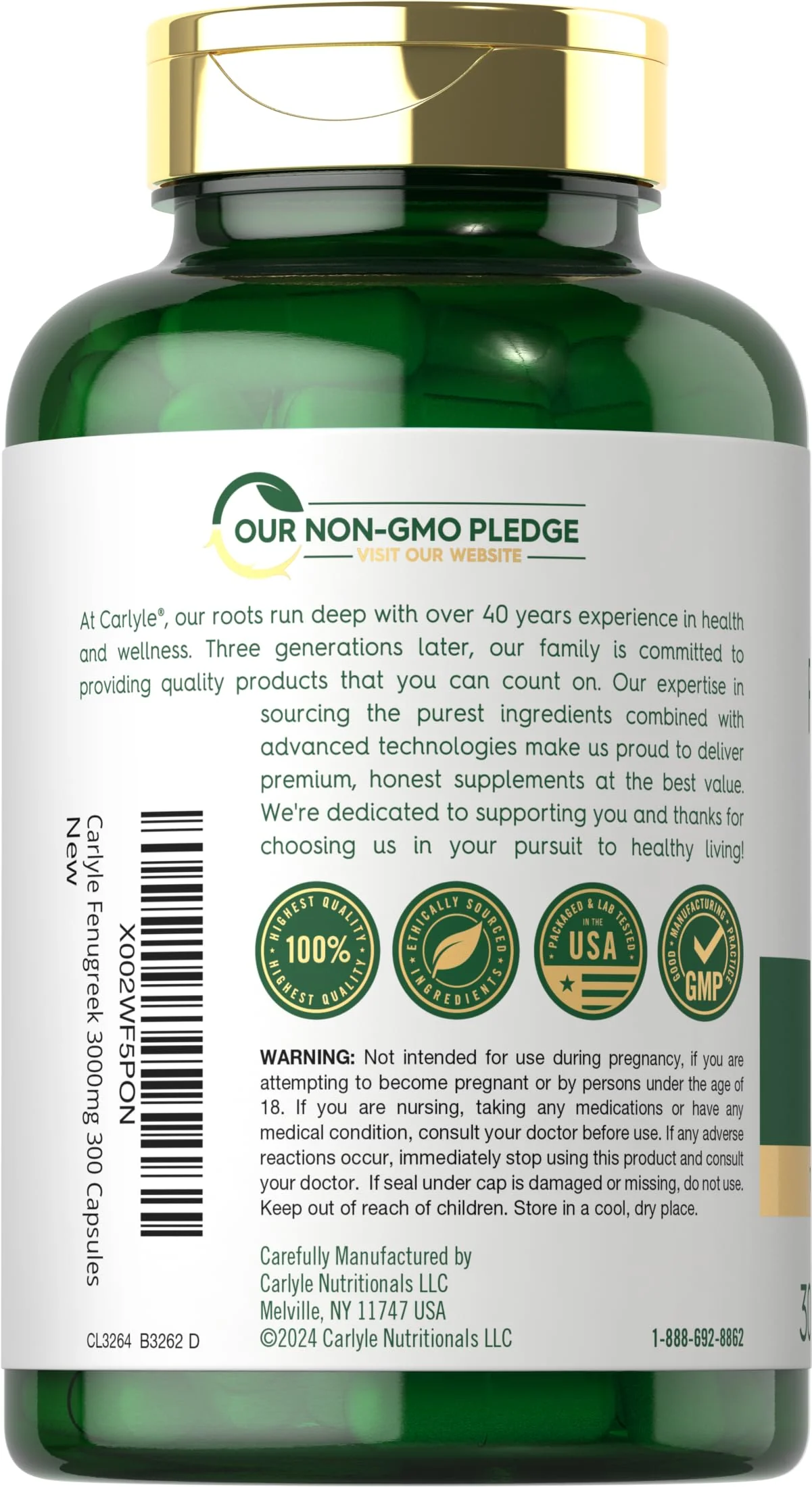 Carlyle Fenugreek Capsules | 300 Count | Non-GMO & Gluten Free Extract | Fenugreek Seeds - Image 7
