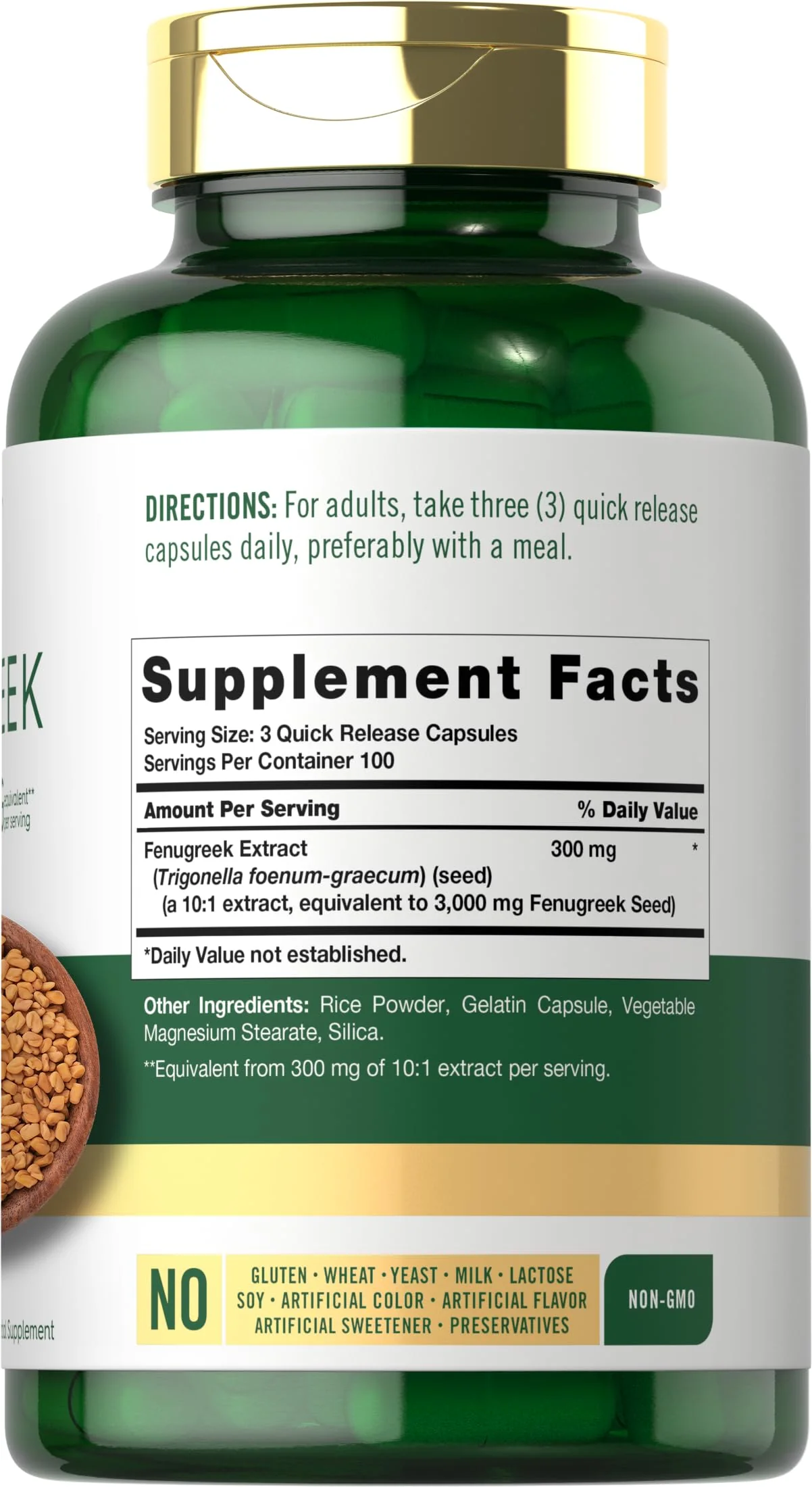 Carlyle Fenugreek Capsules | 300 Count | Non-GMO & Gluten Free Extract | Fenugreek Seeds - Image 8