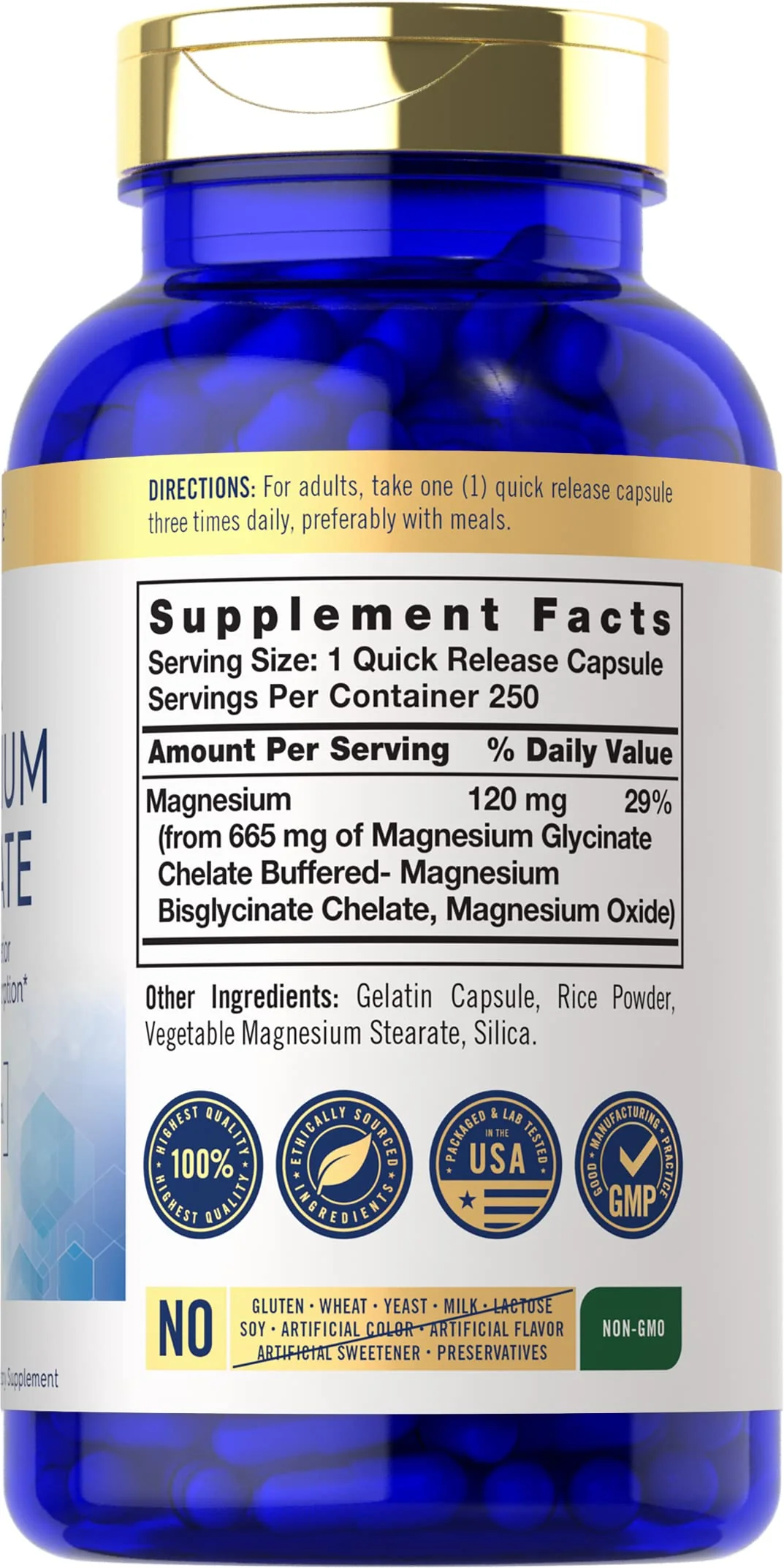 Carlyle Magnesium Glycinate | 665 mg | 250 Capsules | Non-GMO and Gluten Free Formula | Essential Buffered Mineral Supplement - Image 7