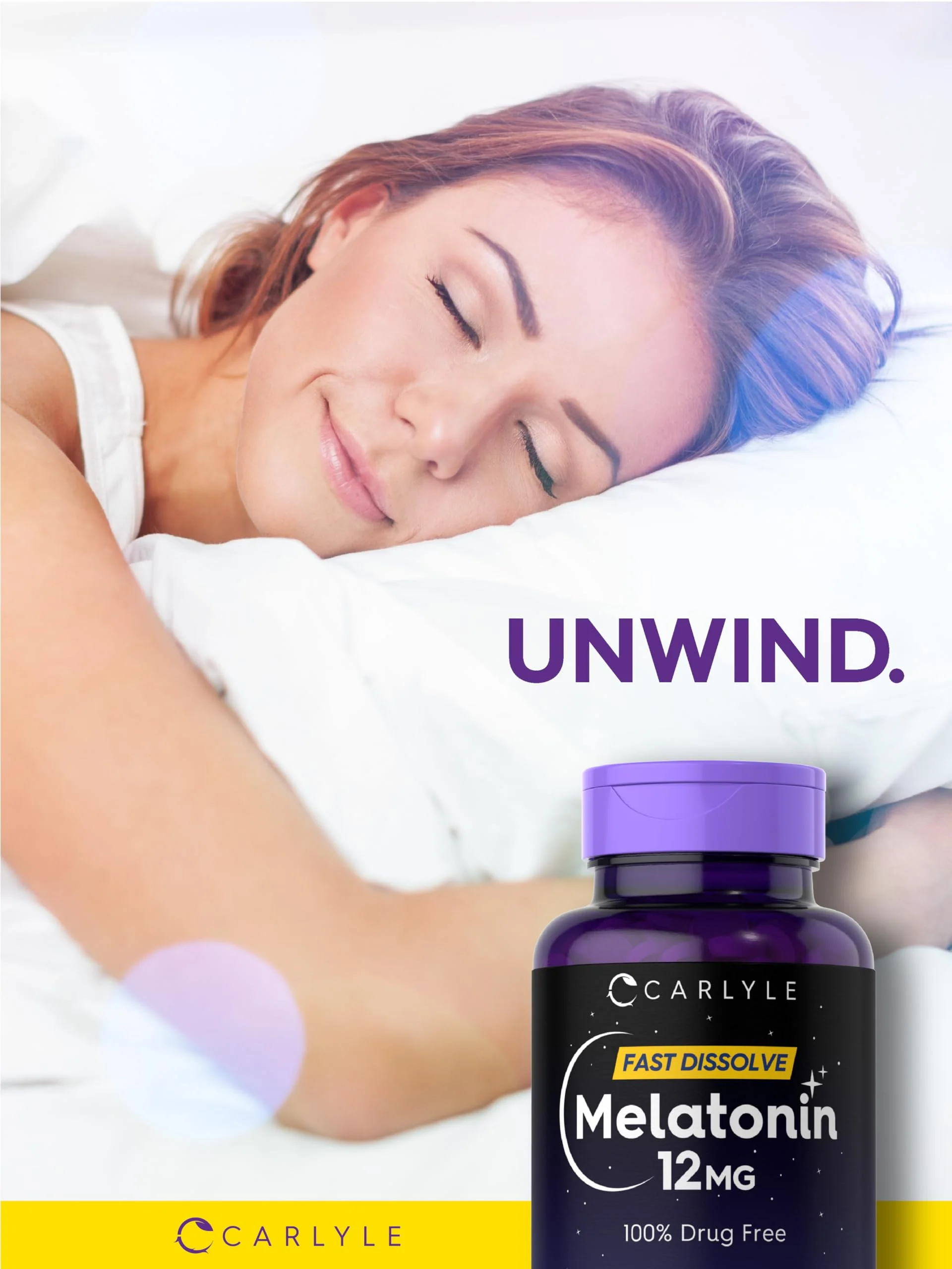 Carlyle Melatonin 12 mg Fast Dissolve 300 Tablets | Drug Free | Natural Berry Flavor | Vegetarian, Non-GMO, Gluten Free - Image 6