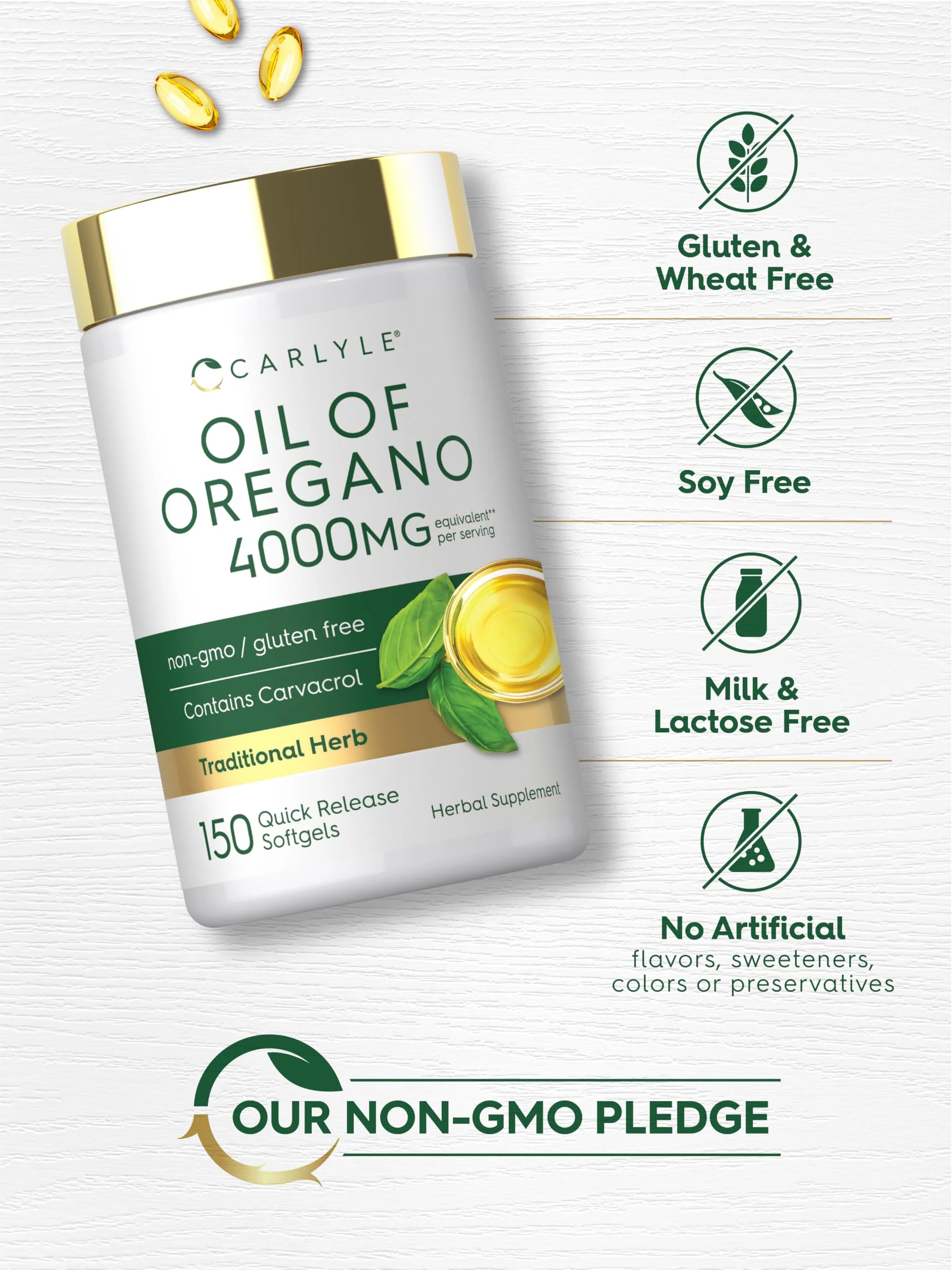 Carlyle Oregano Oil Supplement | 150 Softgel Capsules | Contains Carvacrol | Non-GMO & Gluten Free Formula - Image 5