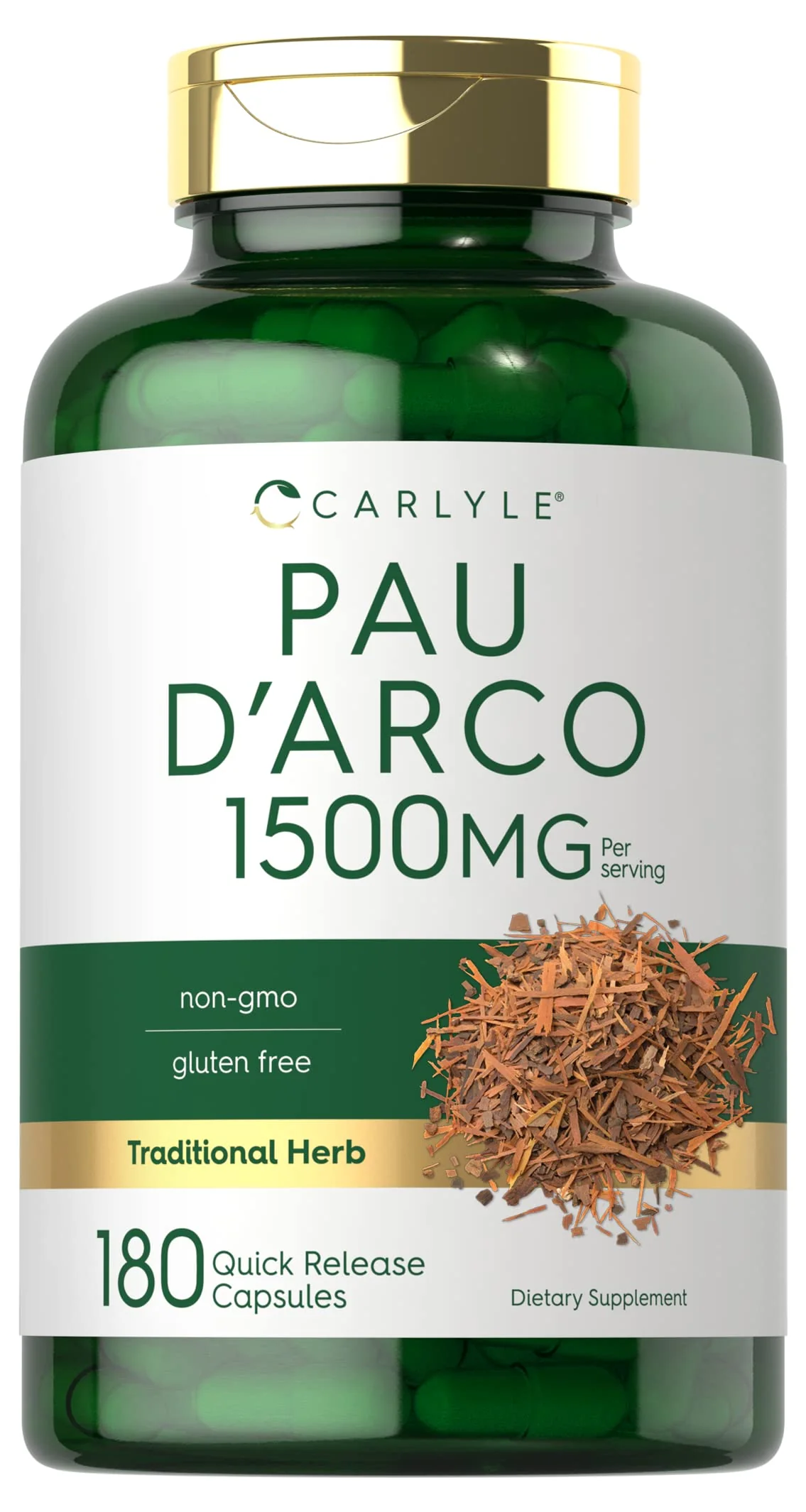 Carlyle PAU D'Arco Capsules | 1500mg | 180 Count | Non-GMO, Gluten Free | Herbal Supplement - Image 2