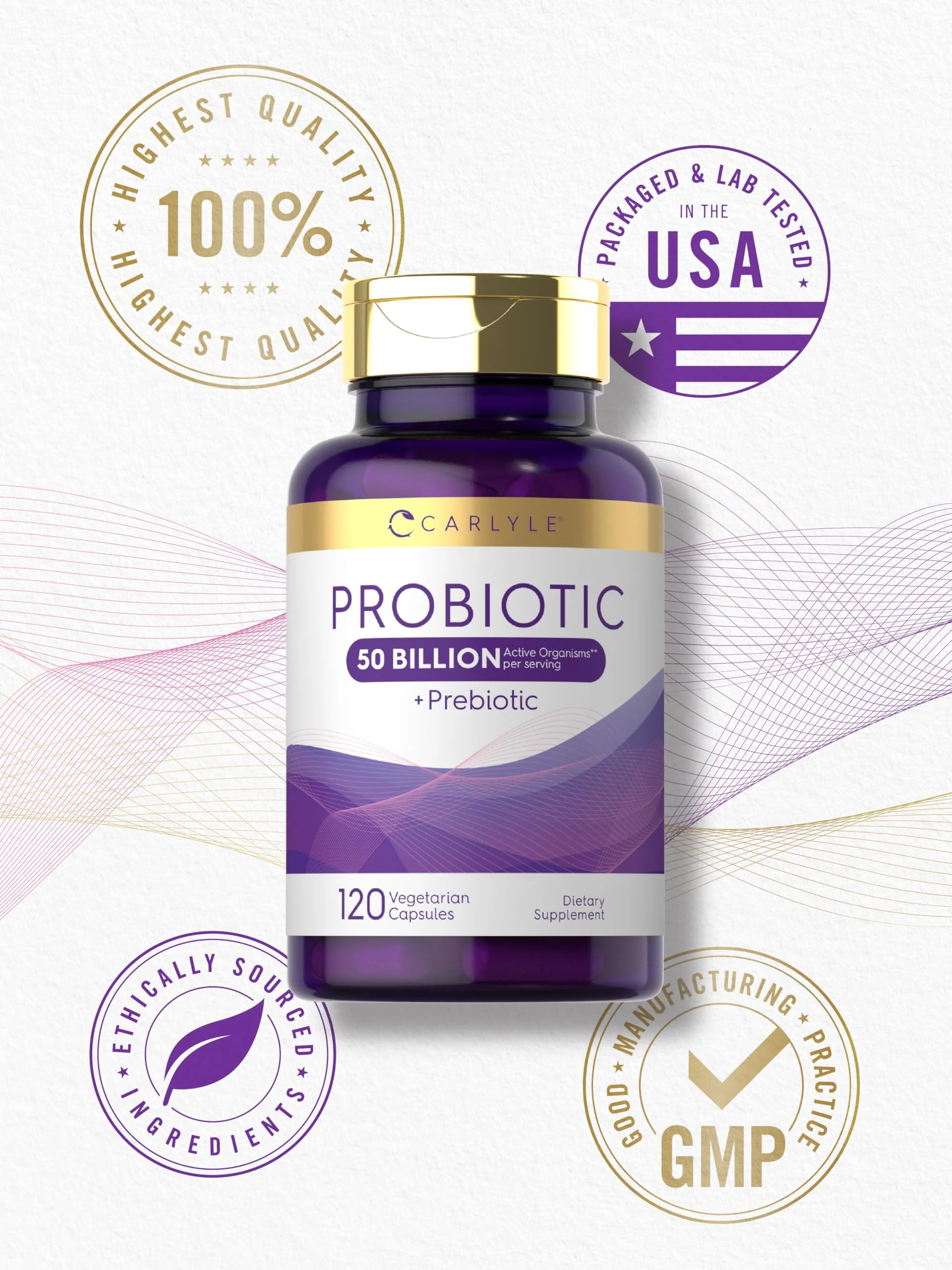 Carlyle Probiotics with Prebiotics | 120 Capsules | 50 Billion Active Organisms | Non-GMO & Gluten Free Supplement - Image 4
