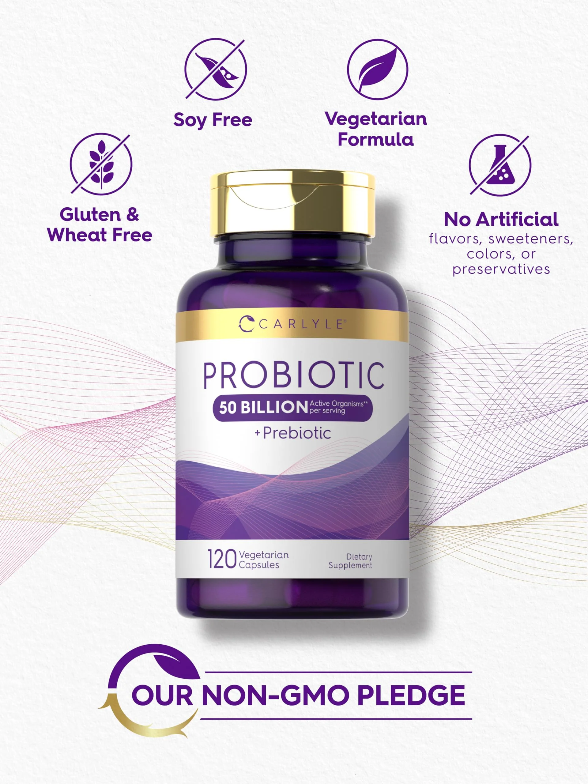 Carlyle Probiotics with Prebiotics | 120 Capsules | 50 Billion Active Organisms | Non-GMO & Gluten Free Supplement - Image 5
