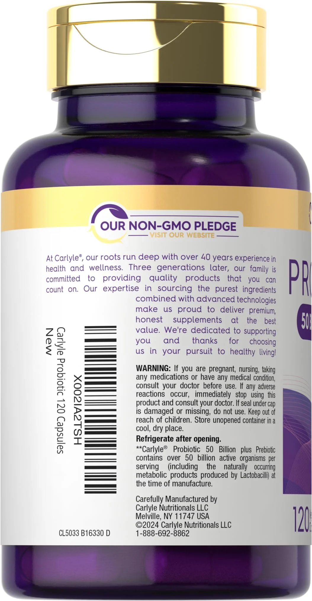 Carlyle Probiotics with Prebiotics | 120 Capsules | 50 Billion Active Organisms | Non-GMO & Gluten Free Supplement - Image 7